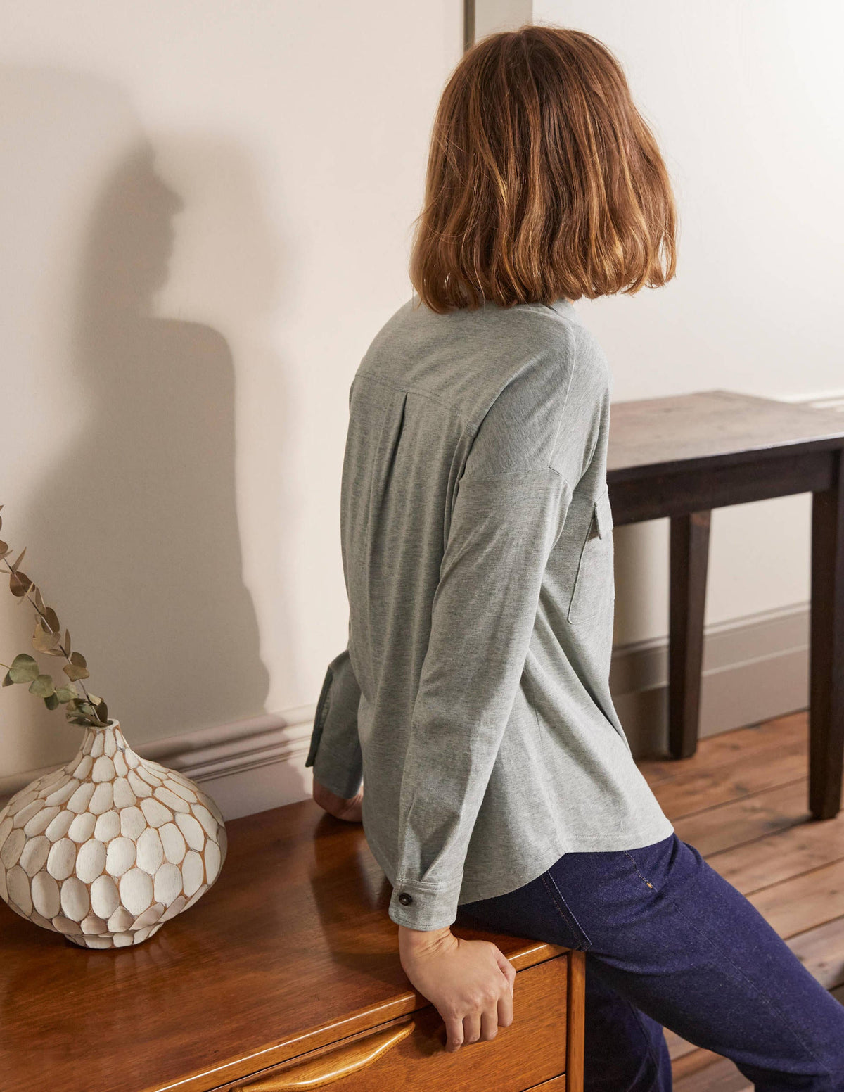 Relaxed Jersey Shirt-Grey Marl-2