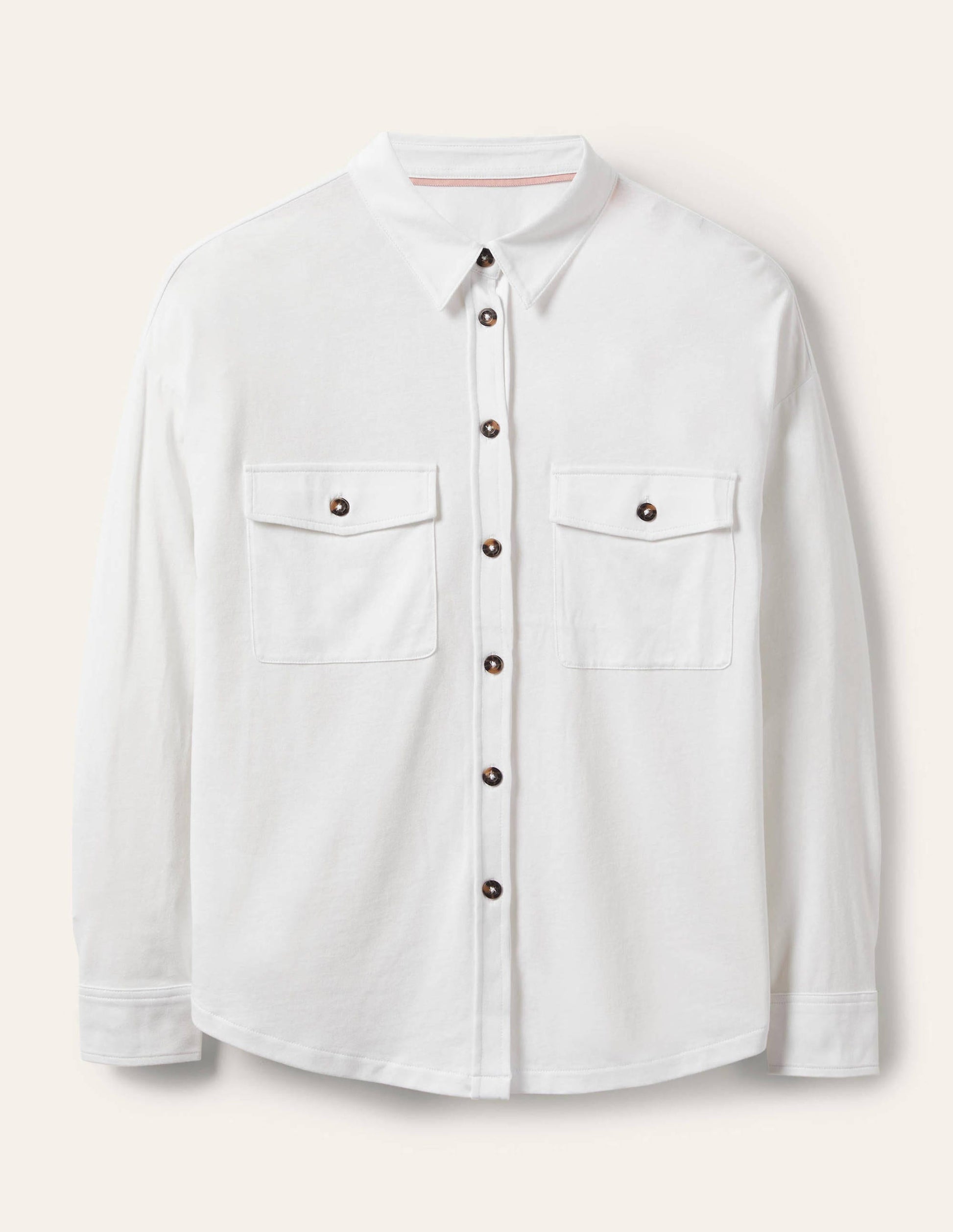 Relaxed Jersey Shirt-White-5