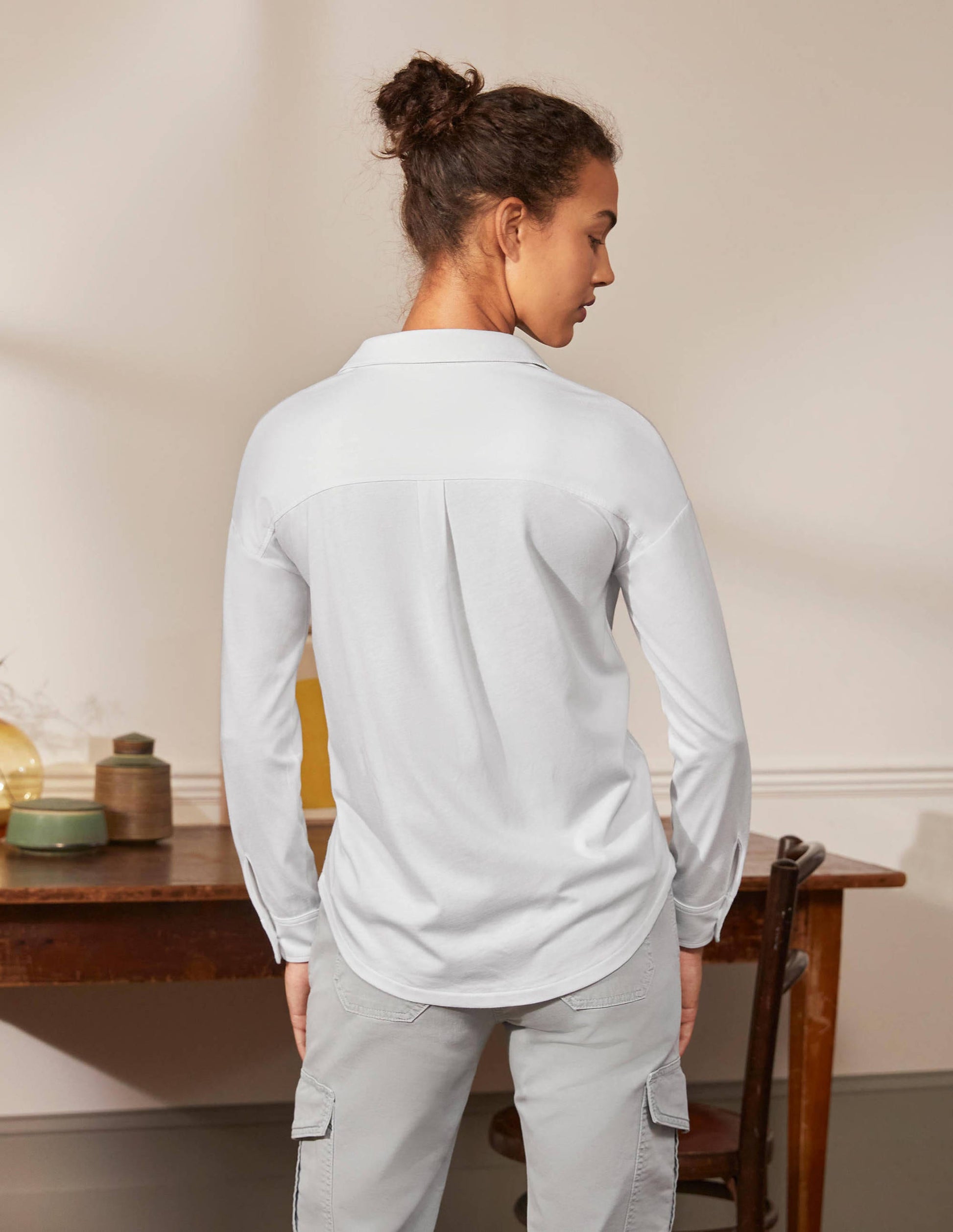 Relaxed Jersey Shirt-White-2