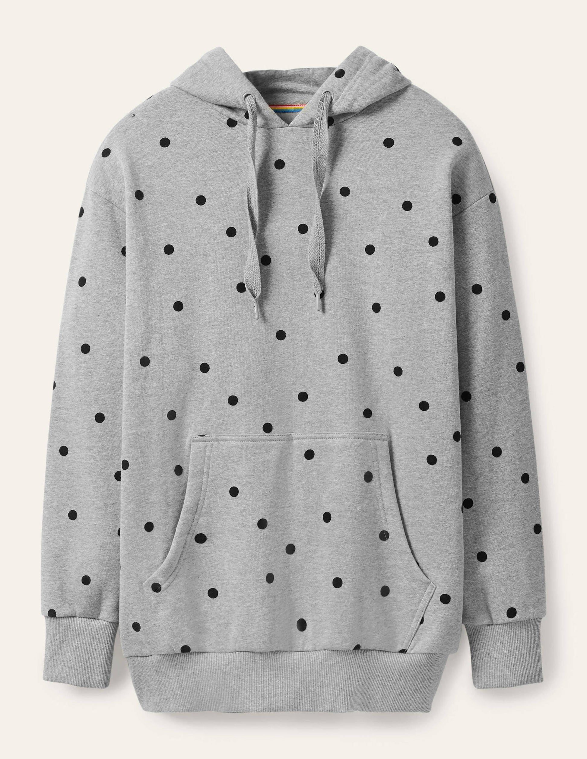 Oversized Hoodie-Grey Marl/ Flocked Spot-5