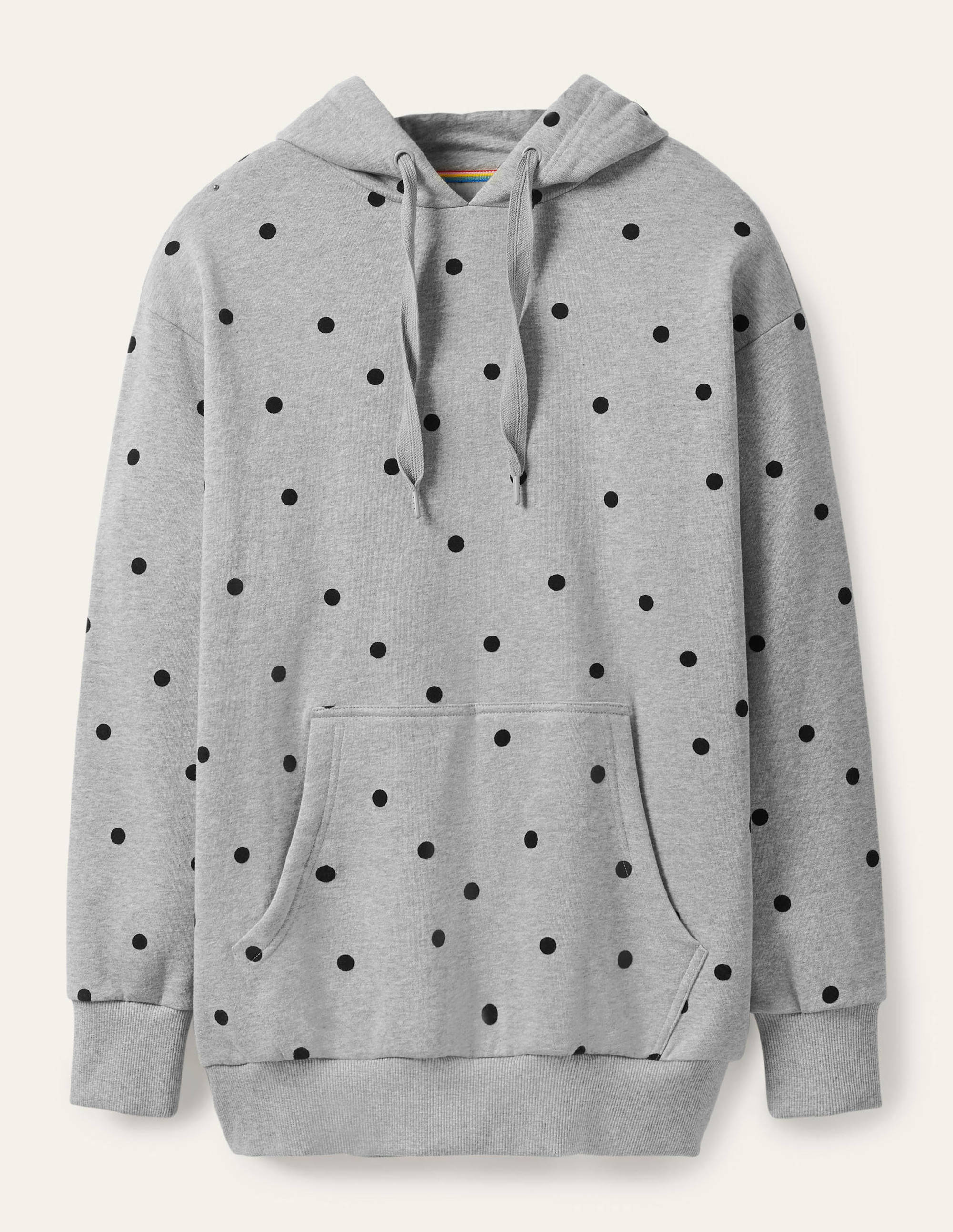 Oversized Hoodie-Grey Marl/ Flocked Spot - Image 5