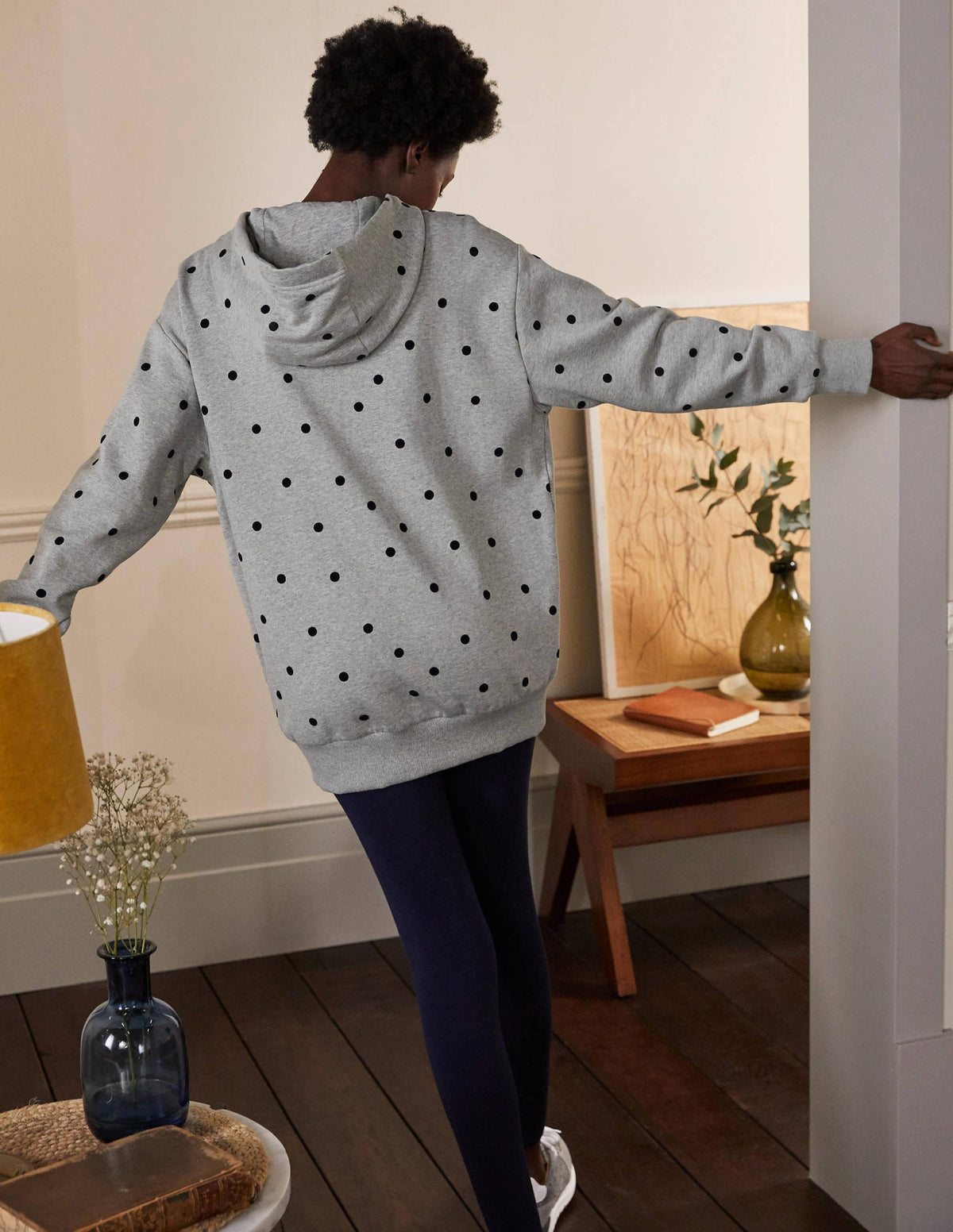 Oversized Hoodie-Grey Marl/ Flocked Spot-2