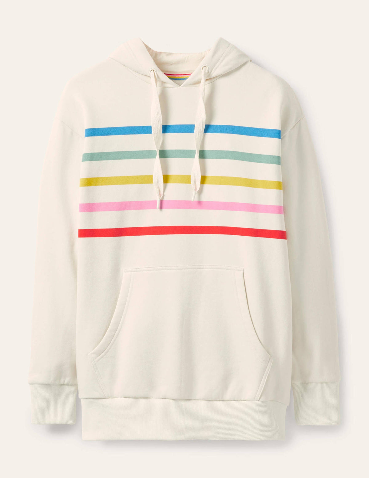 Oversized Hoodie-Ivory/ Rainbow Stripe - Image 5
