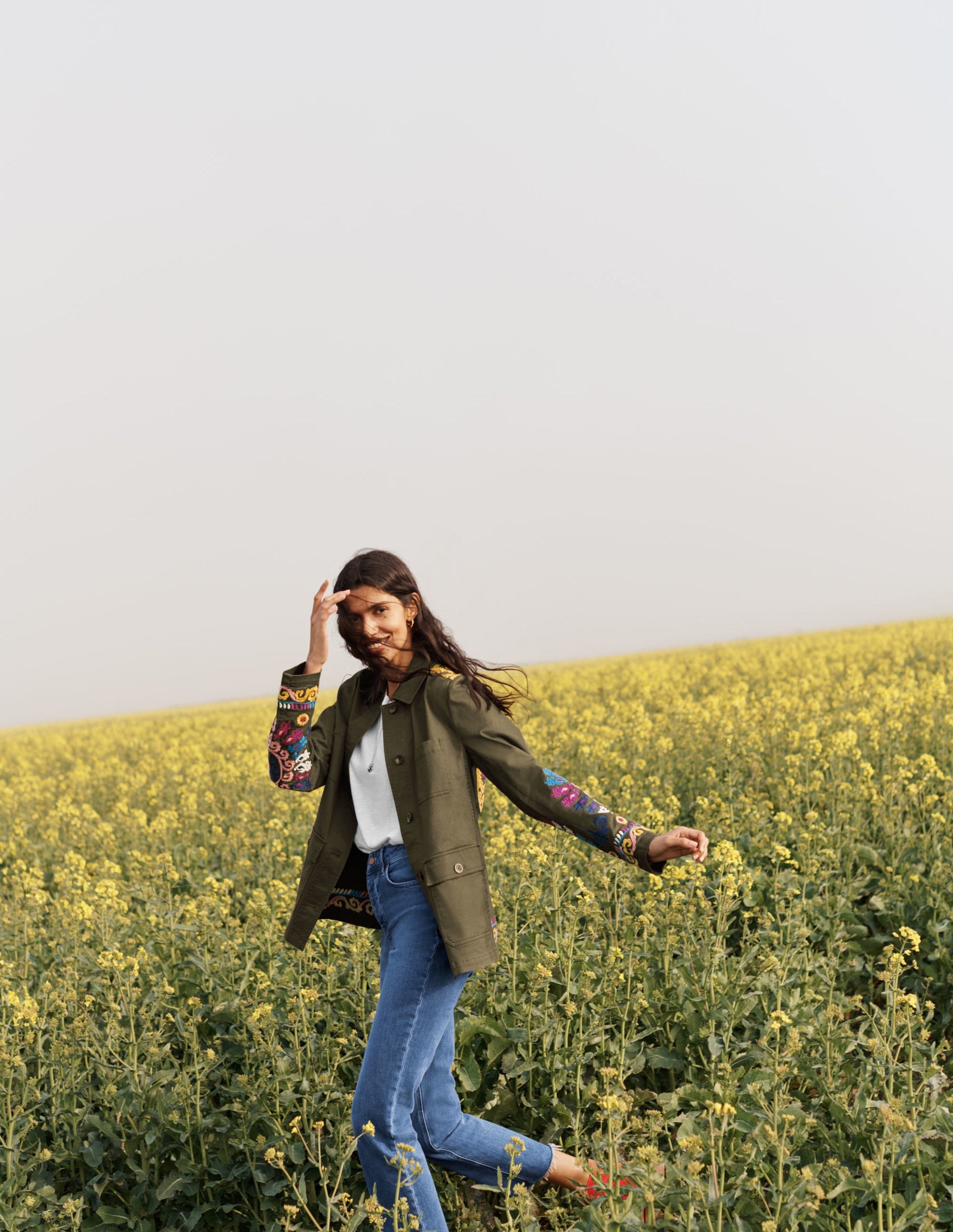 Embroidered Utility Jacket-Khaki-10