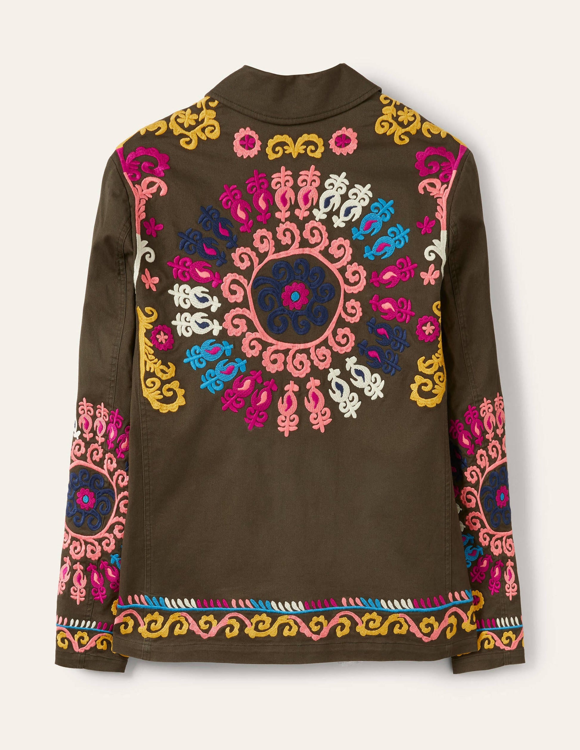 Embroidered Utility Jacket-Khaki-11