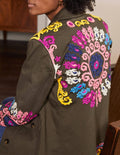 Embroidered Utility Jacket-Khaki