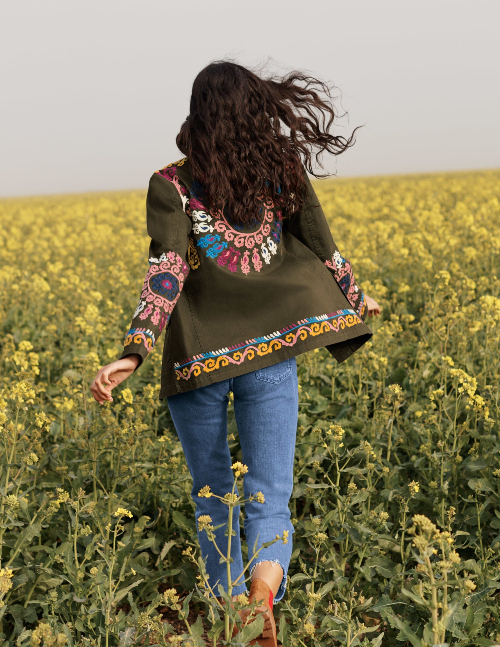 Embroidered Utility Jacket-Khaki-5