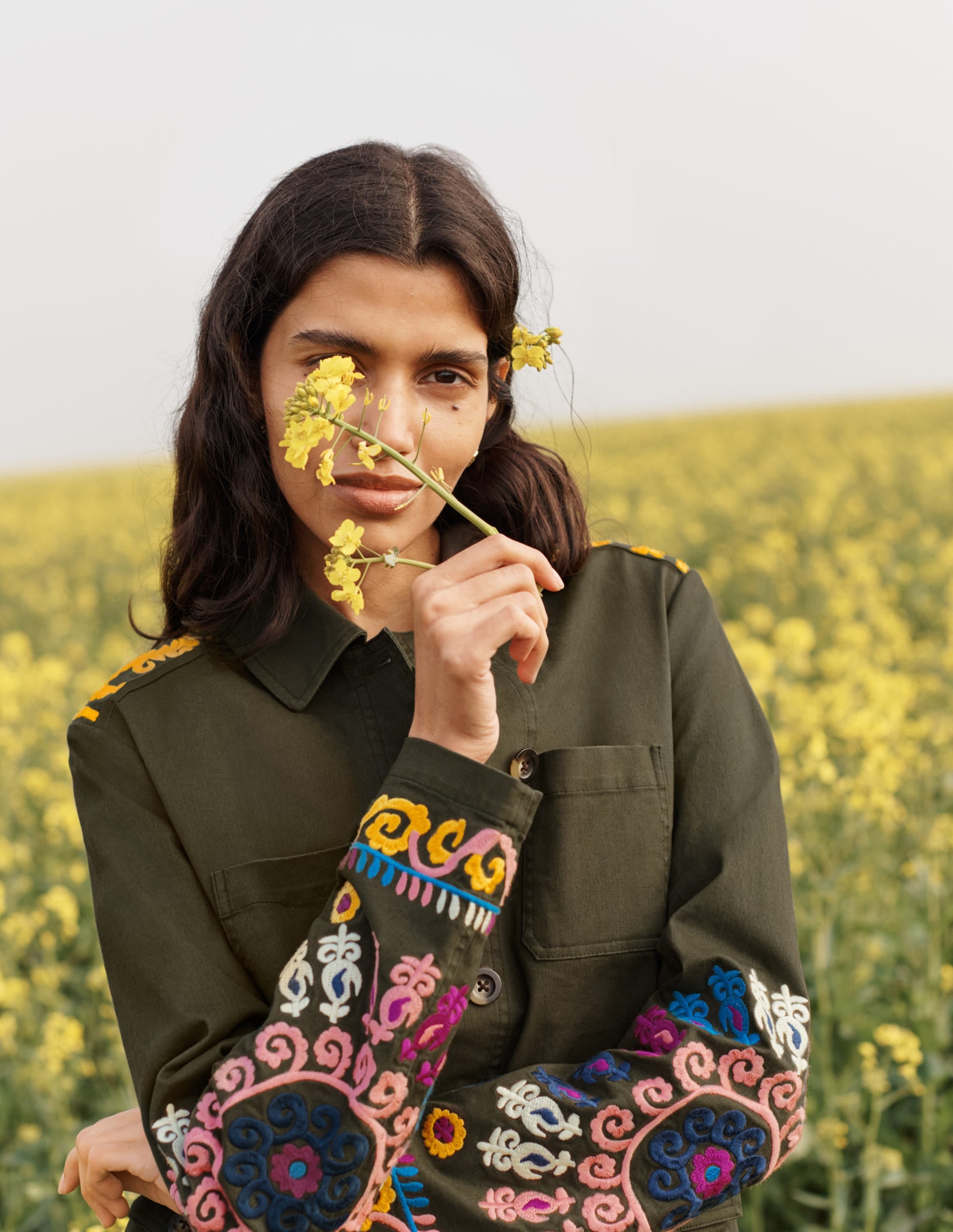 Embroidered Utility Jacket-Khaki - Image 6