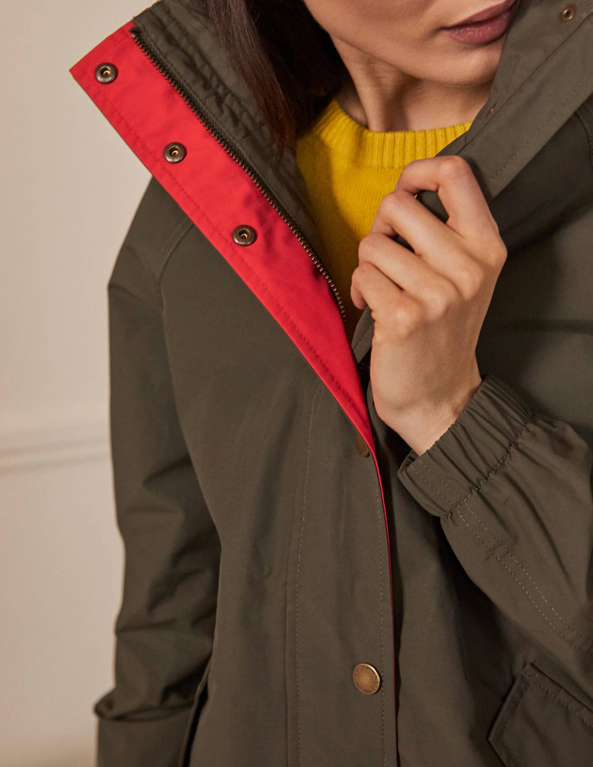 Waterproof Hooded Jacket-Khaki-1