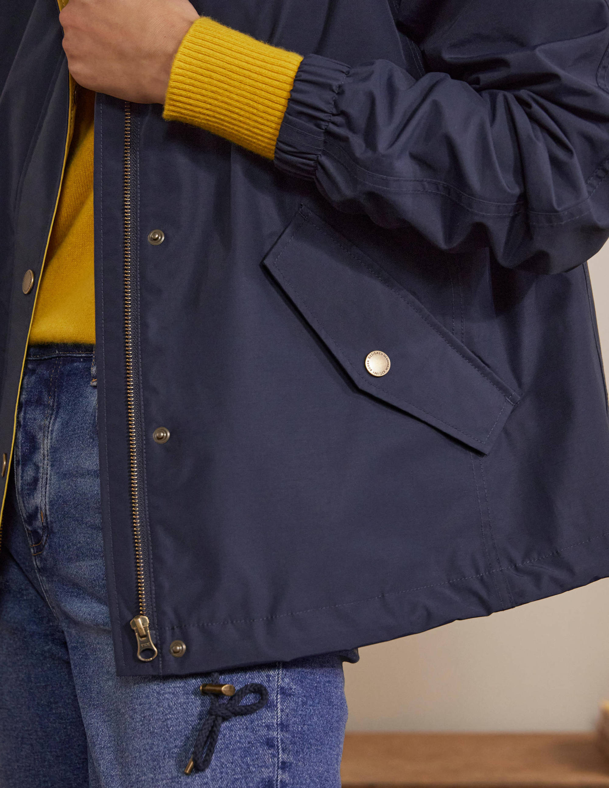 Waterproof Hooded Jacket-Navy - Image 1
