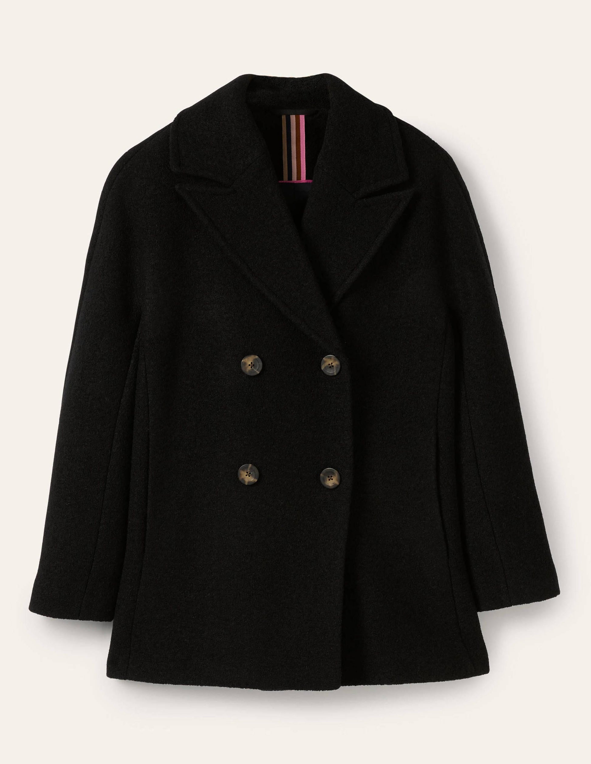 Textured Wool Car Coat-Black-5