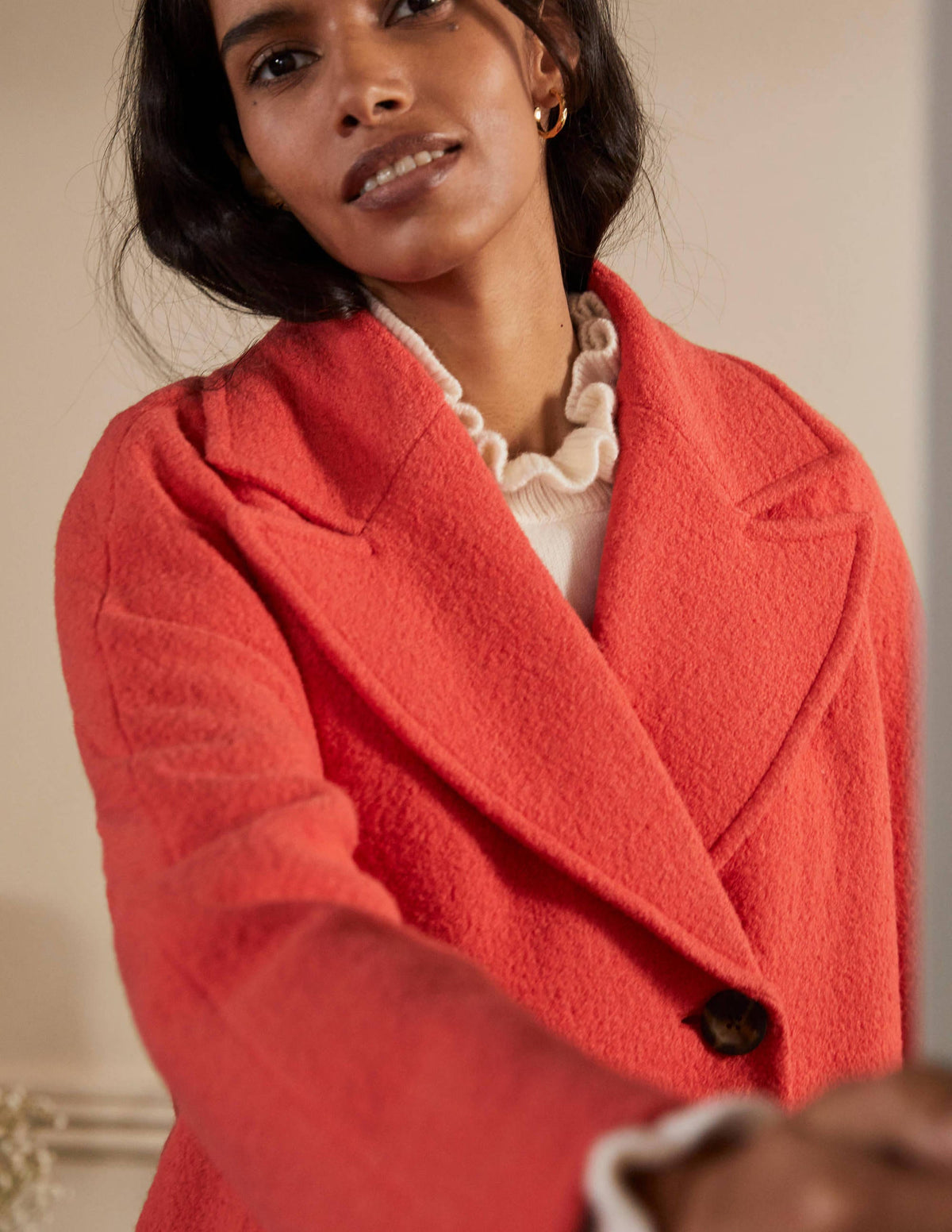Textured Wool Car Coat-Cherry Red-1