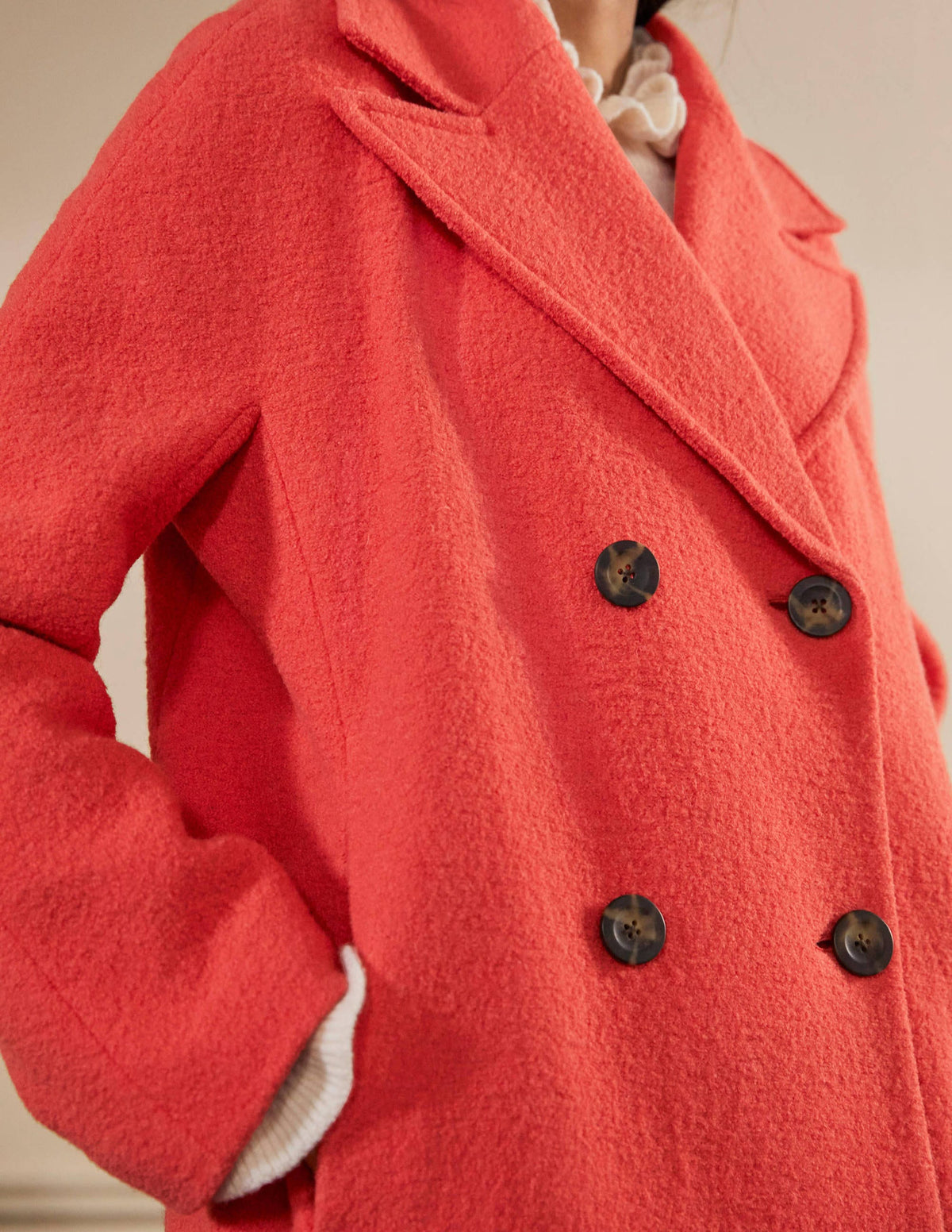 Textured Wool Car Coat-Cherry Red-4