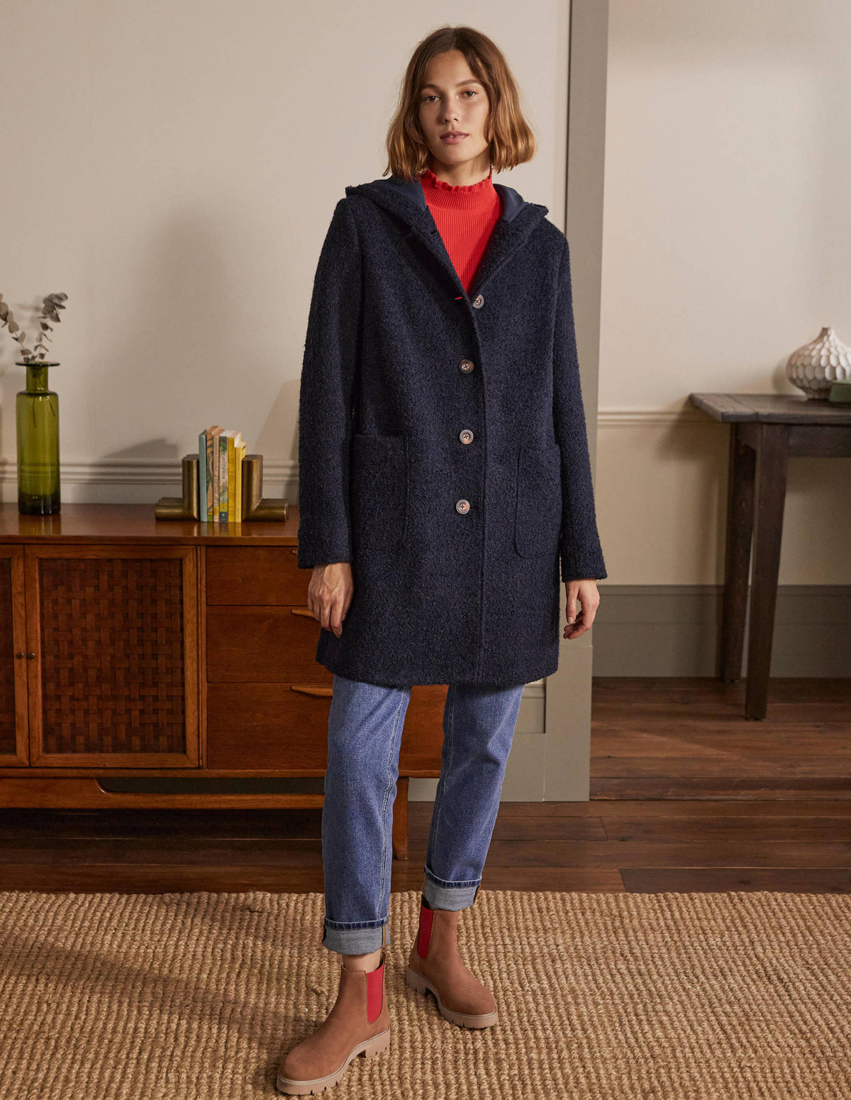 Cambridge Textured Coat-Navy - Image 3