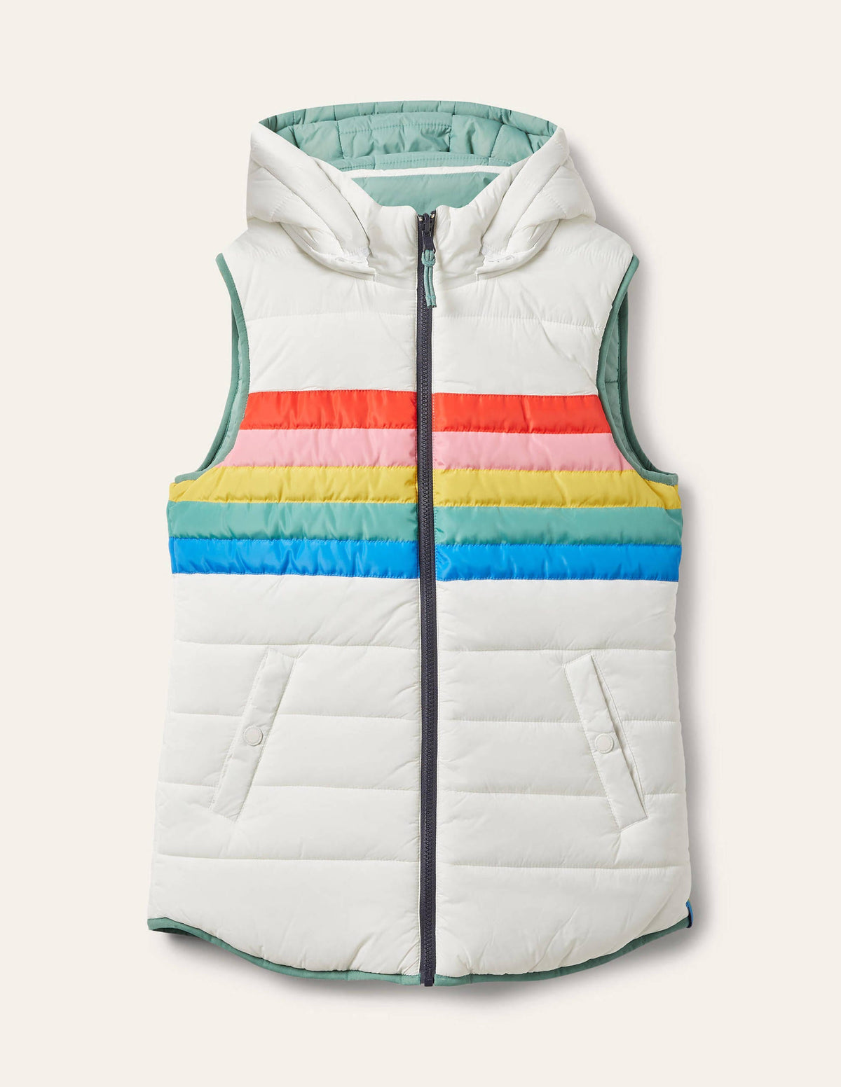 Reversible Lightweight Vest-Ivory Stripe-5