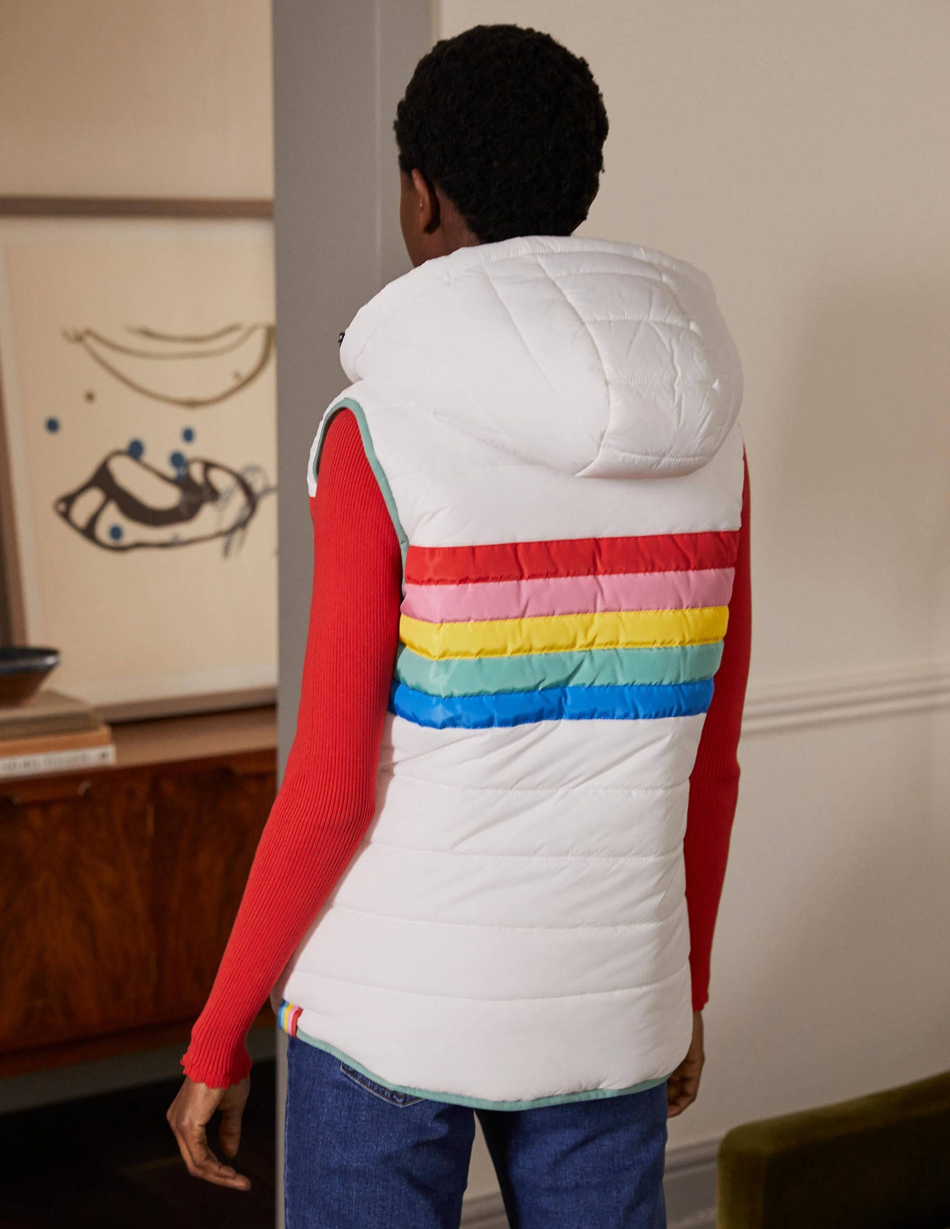 Reversible Lightweight Vest-Ivory Stripe-3