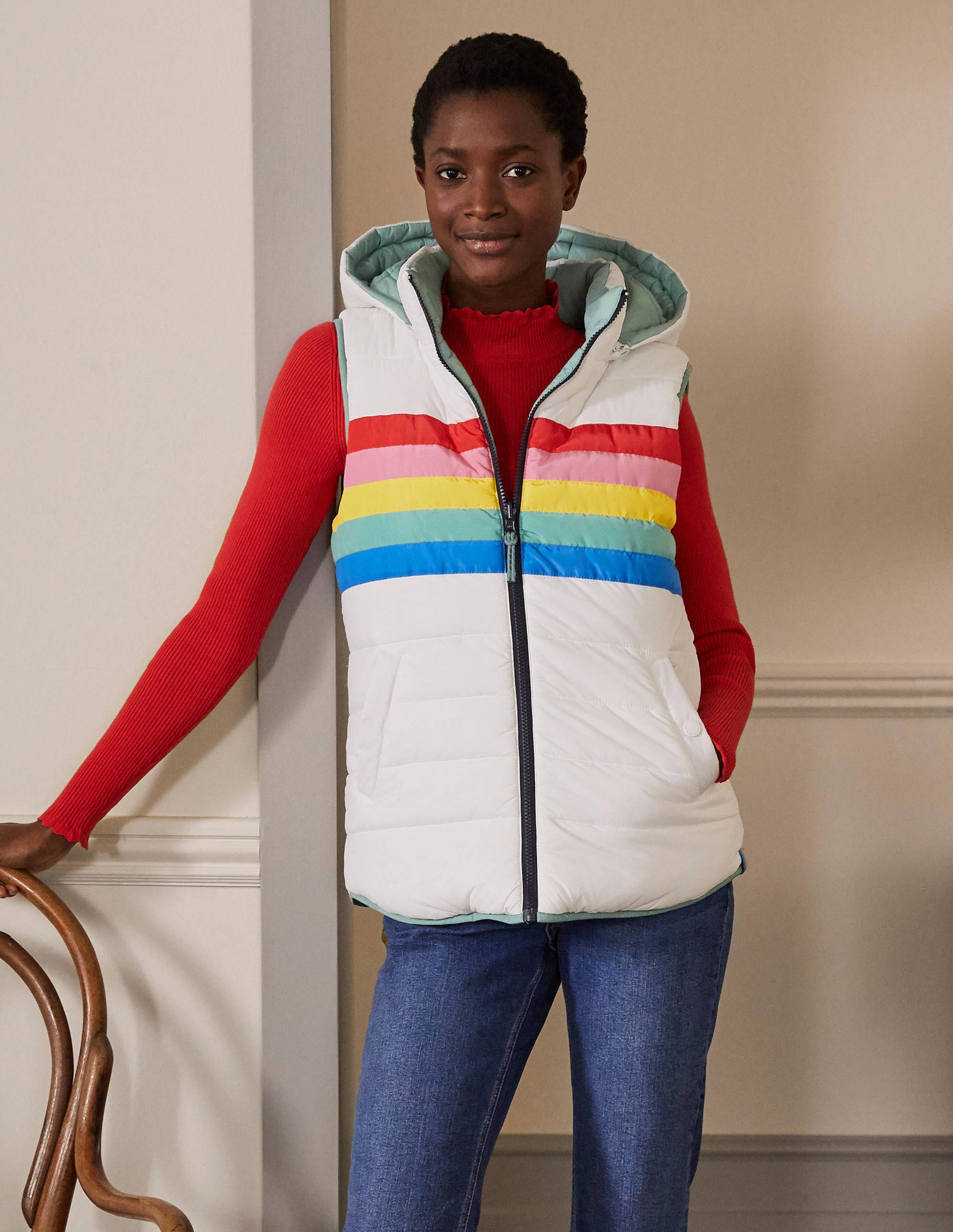 Reversible Lightweight Vest-Ivory Stripe - Image 4