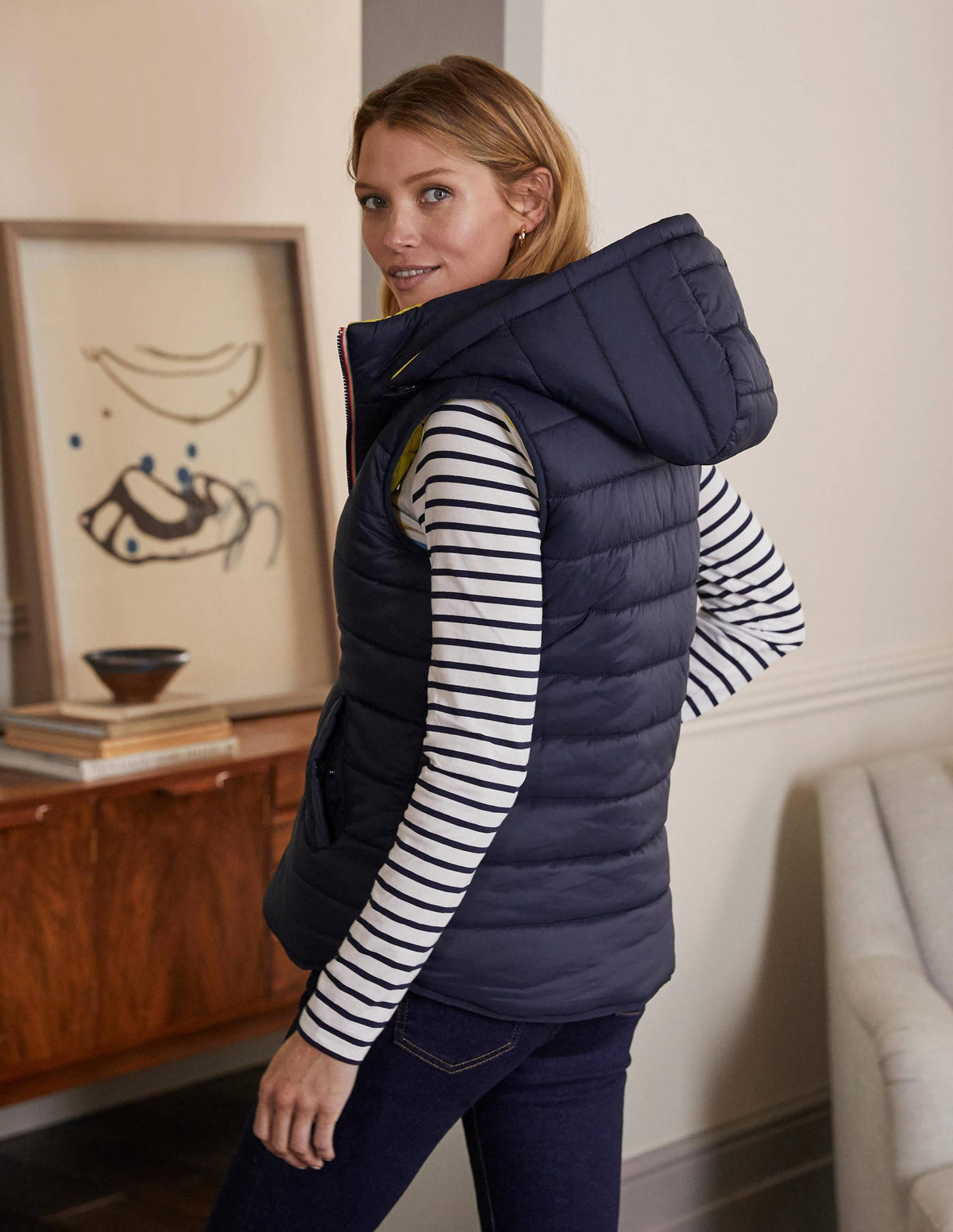 Reversible Lightweight Vest-Navy/Mimosa-3
