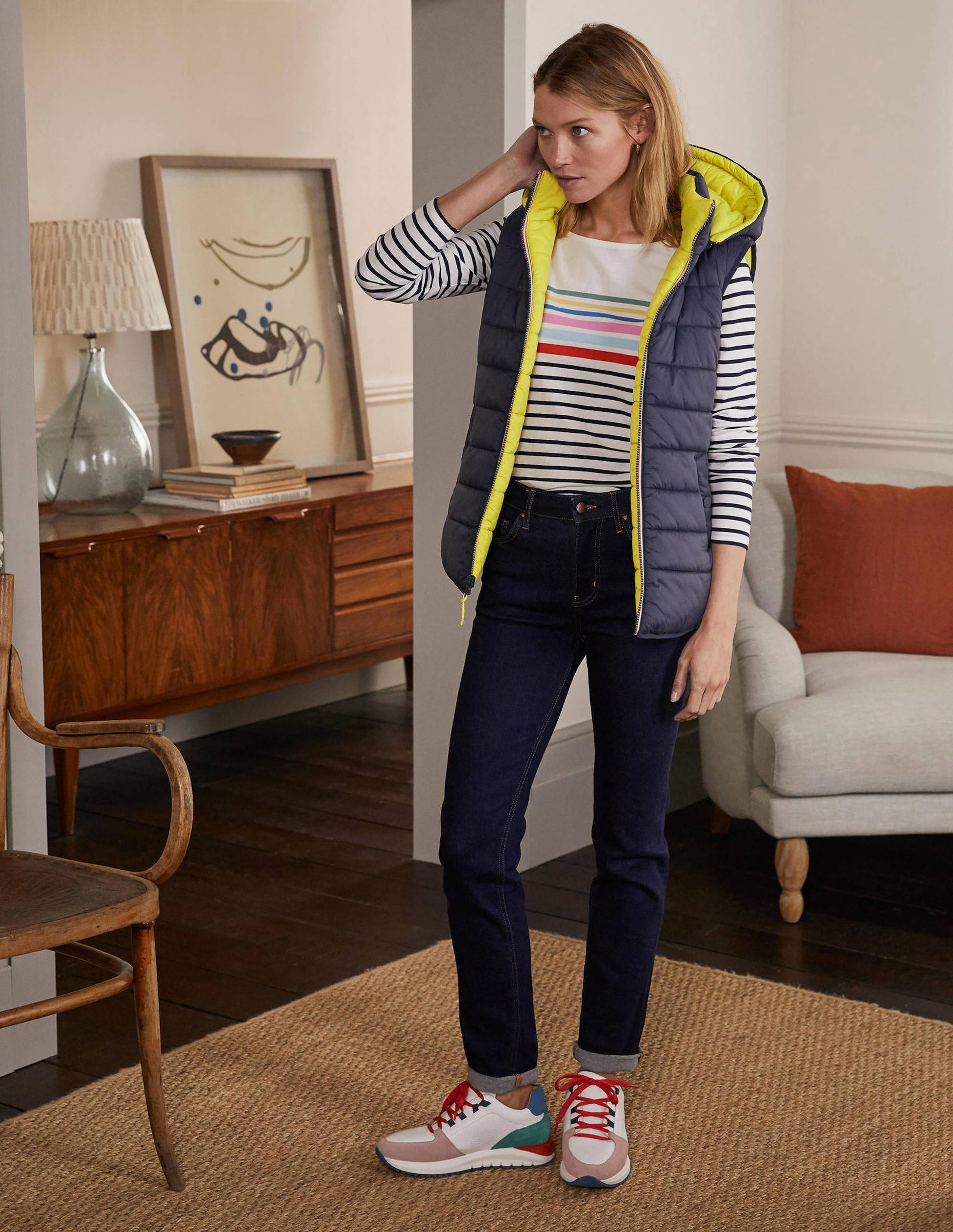 Reversible Lightweight Vest-Navy/Mimosa-4