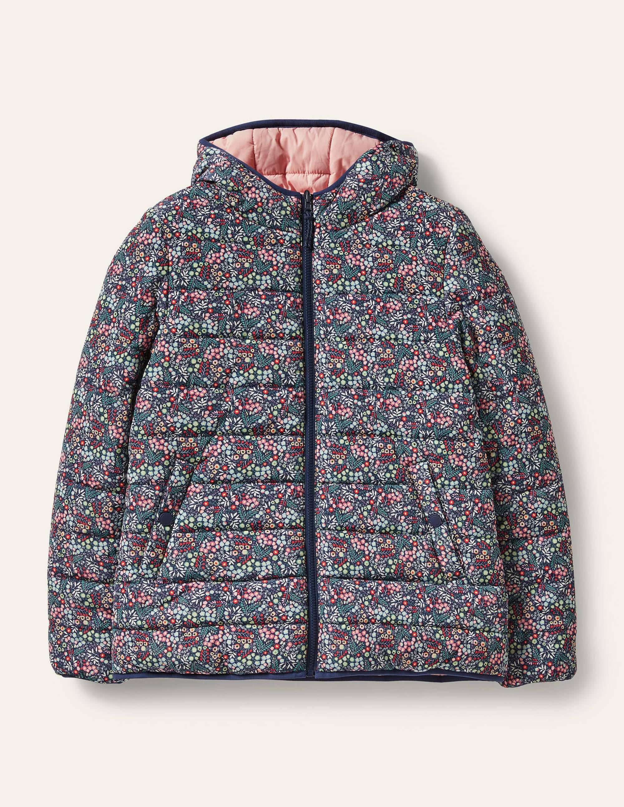 Reversible Puffer Jacket-Night Blue, Enchanting Forest - Image 5