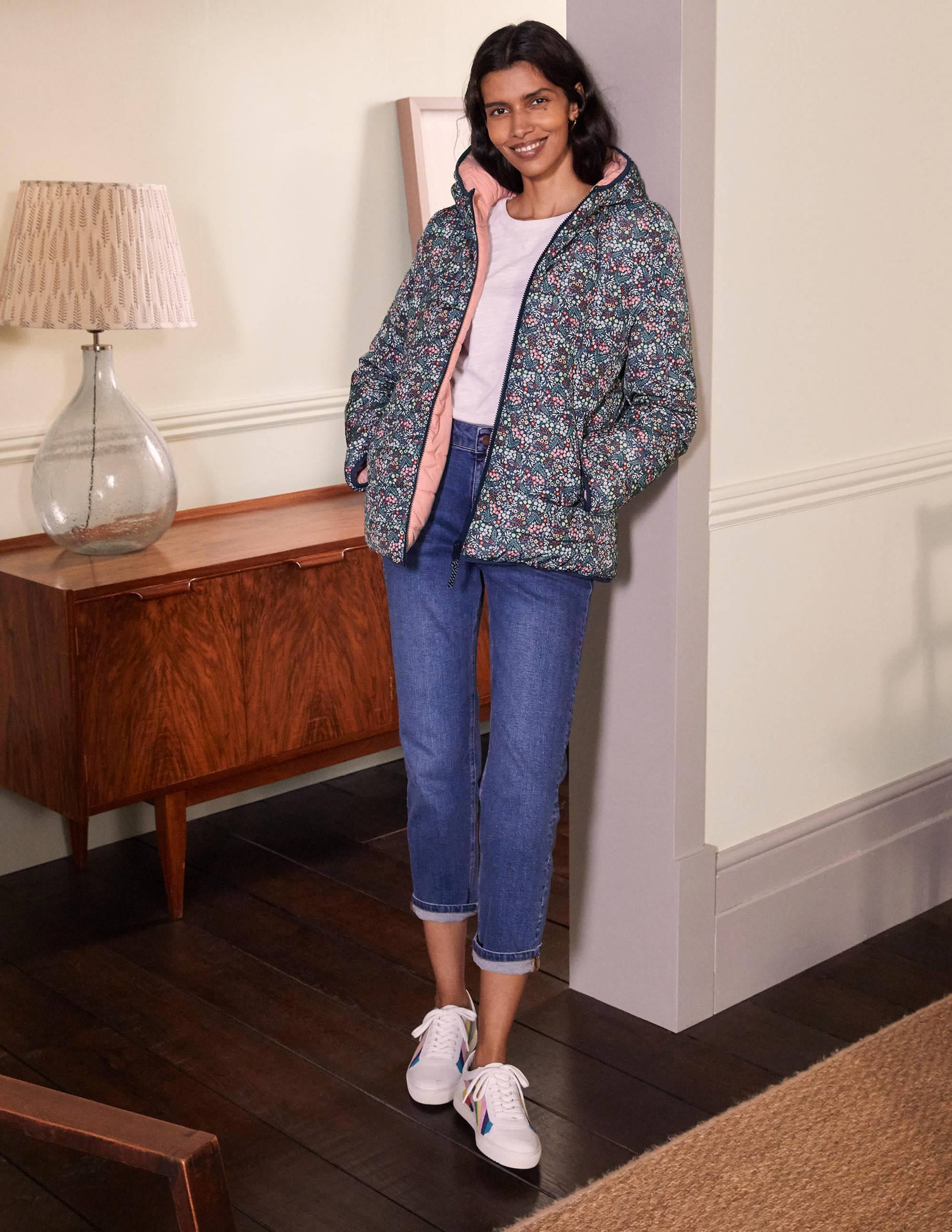 Reversible Puffer Jacket-Night Blue, Enchanting Forest - Image 4