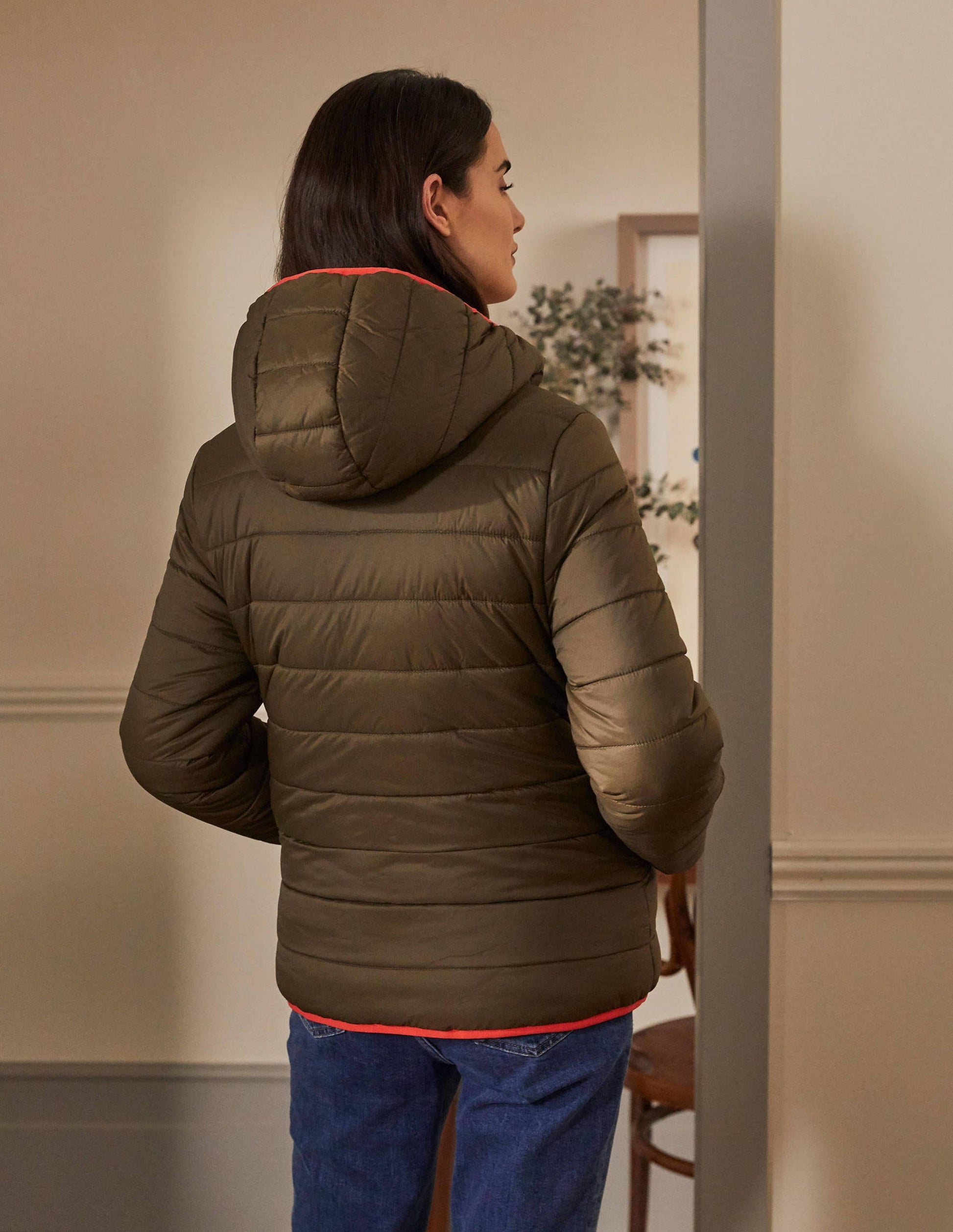 Reversible Puffer Jacket-Khaki/Bright Cherry-2