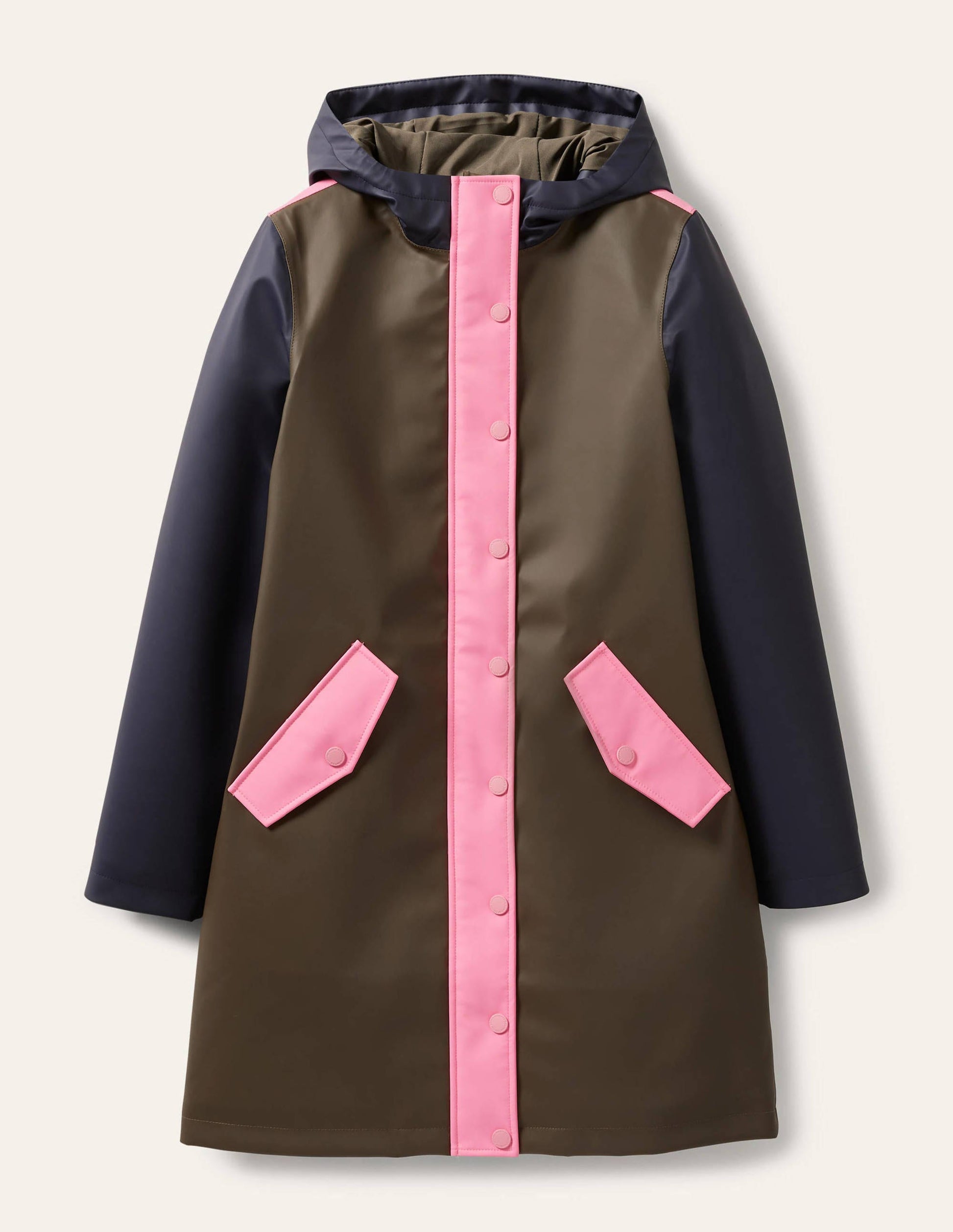 Morris Waterproof Mac-Khaki and Navy Colourblock-5