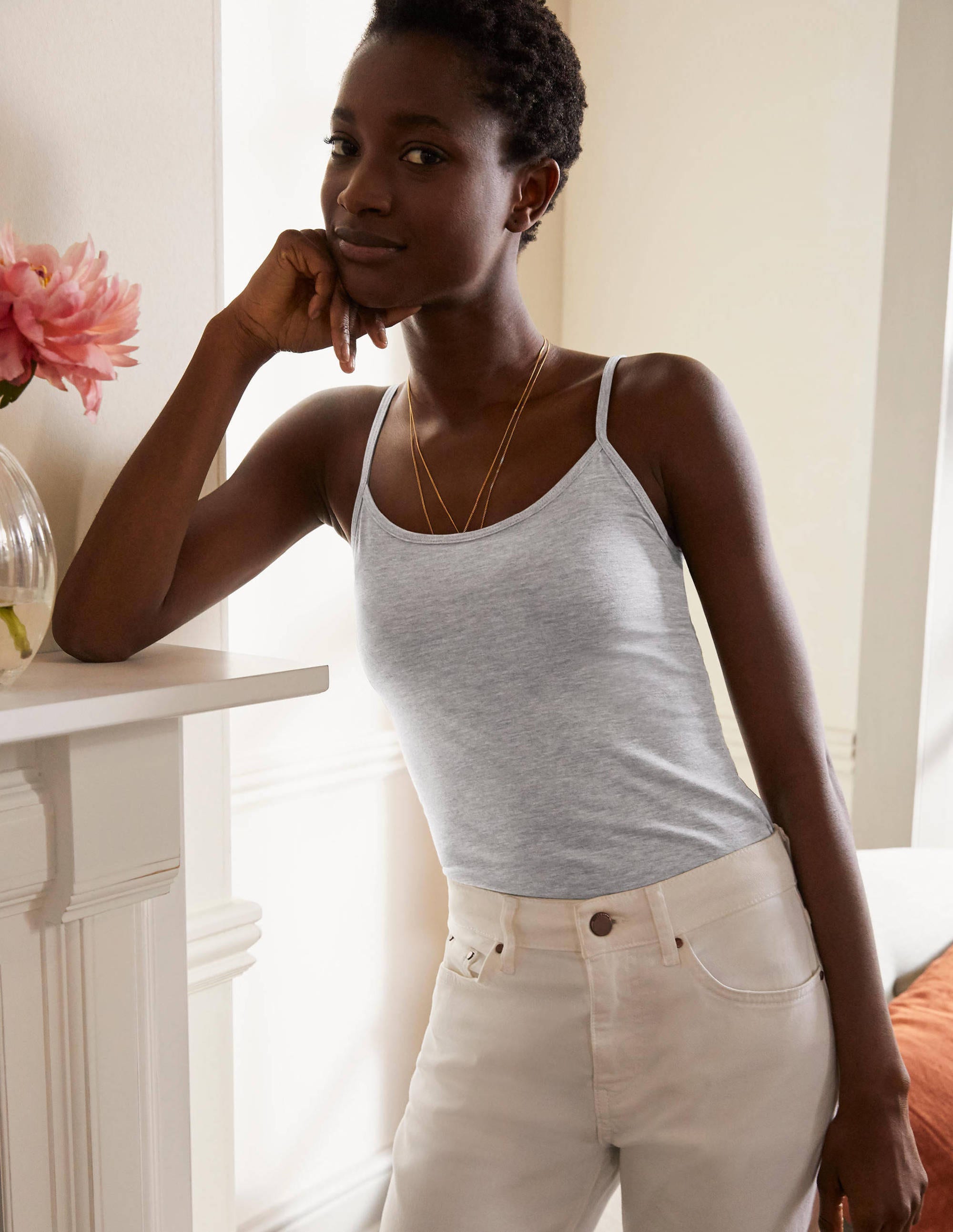 Plain Cami Top-Grey Marl - Image 1