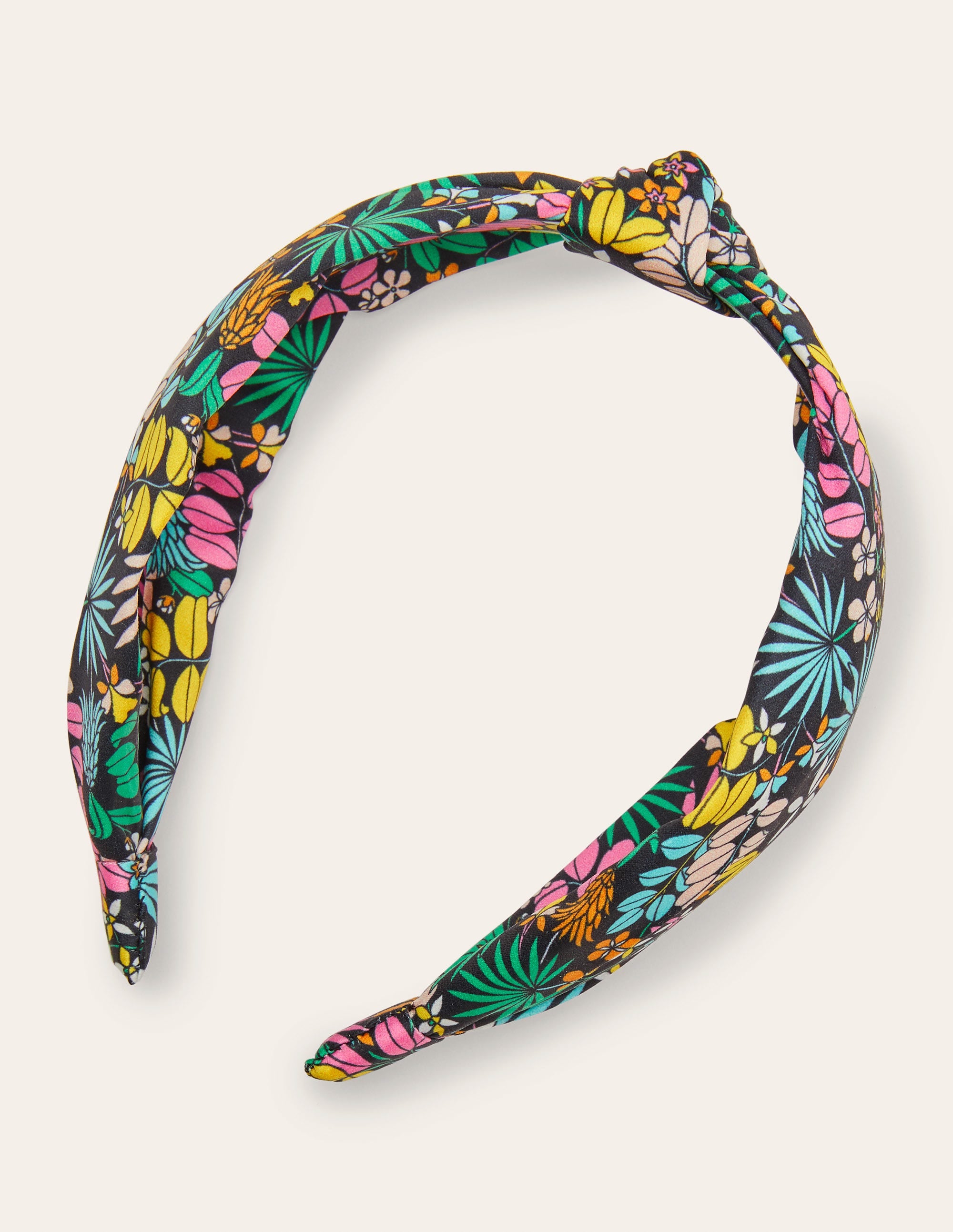 Knotted Headband-Black, Jungle Floral - Image 2