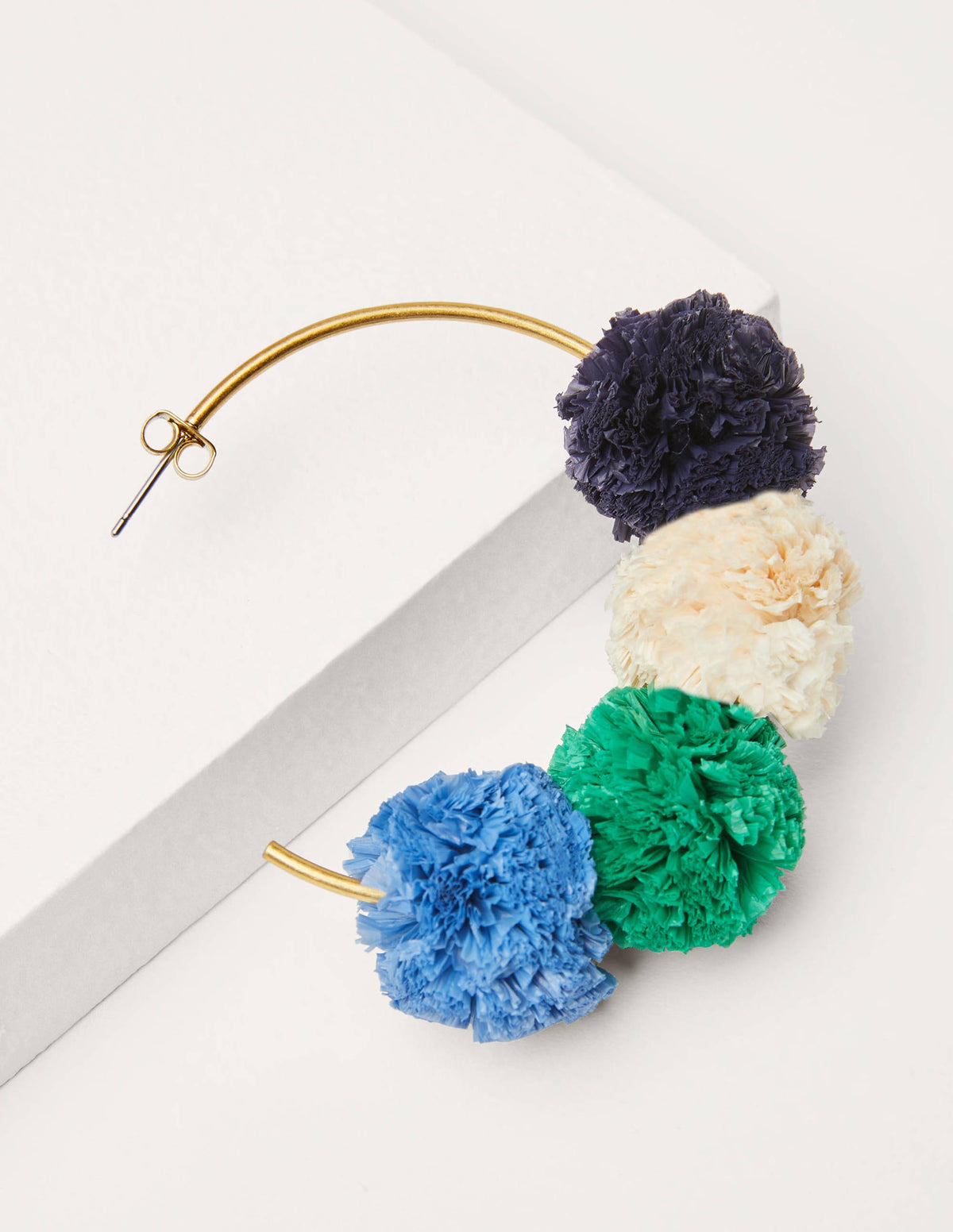 Raffia Pompom Hoops-Blue Multi-2