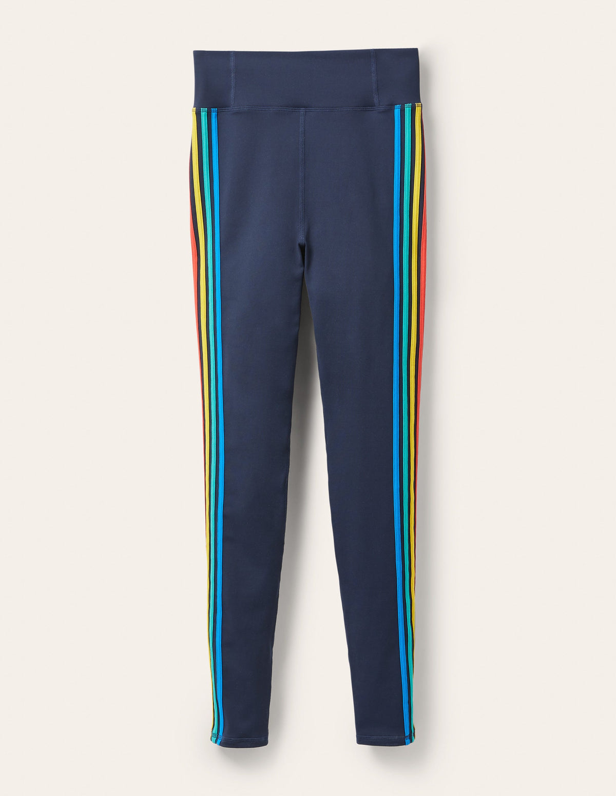 High Waisted Leggings-Navy, Multi Side Stripe - Image 6