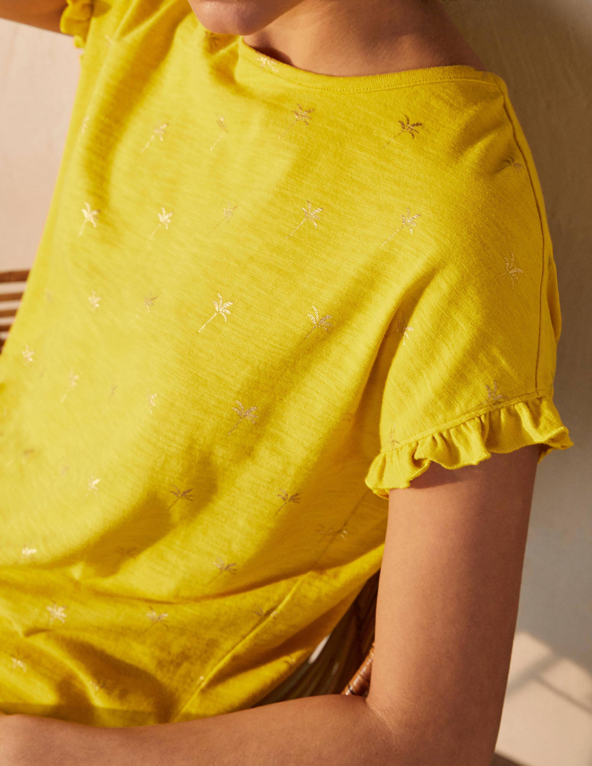Faye Jersey T-shirt Dress-Daffodil, Rainforest Stamp - Image 4