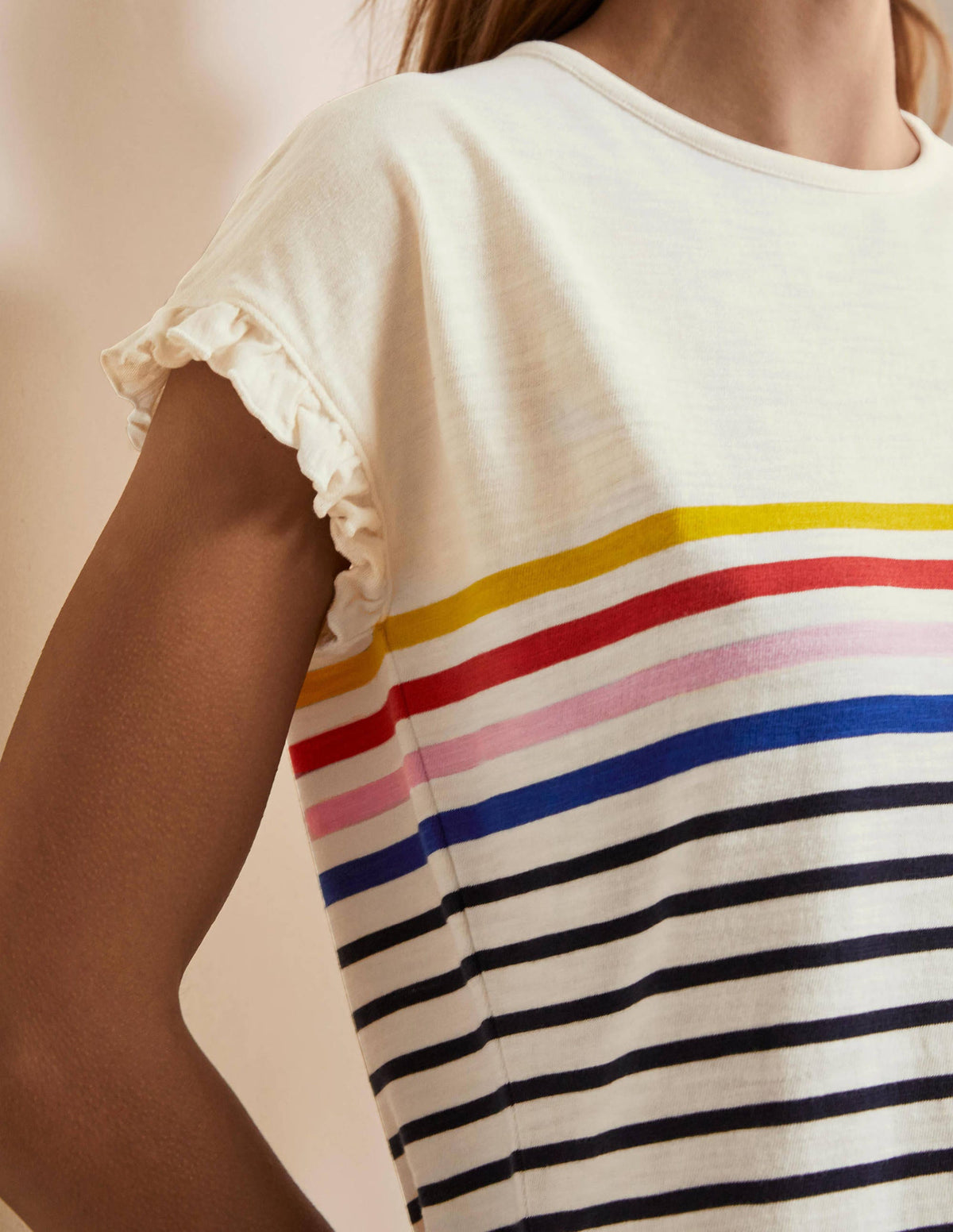 Faye Jersey T-shirt Dress-Ivory, Multi Stripe - Image 4