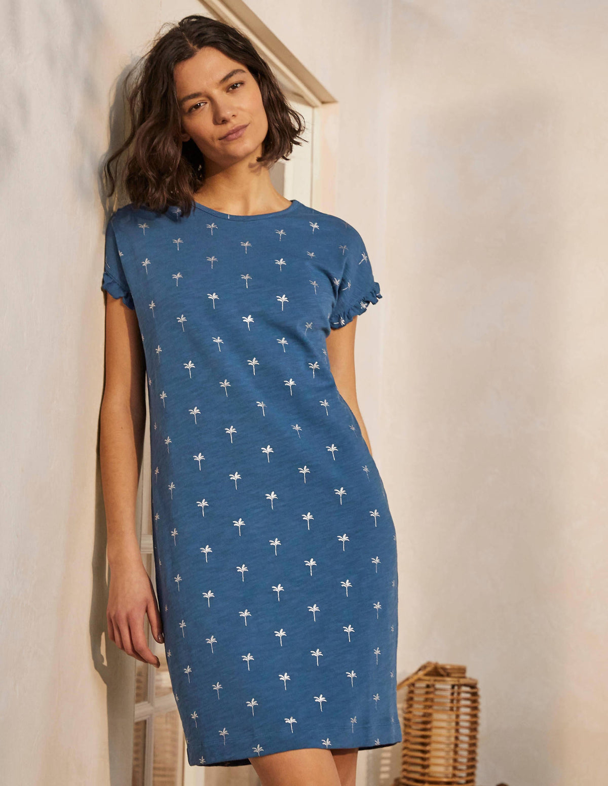 Faye Jersey T-shirt Dress-Aircraft, Rainforest Stamp - Image 1