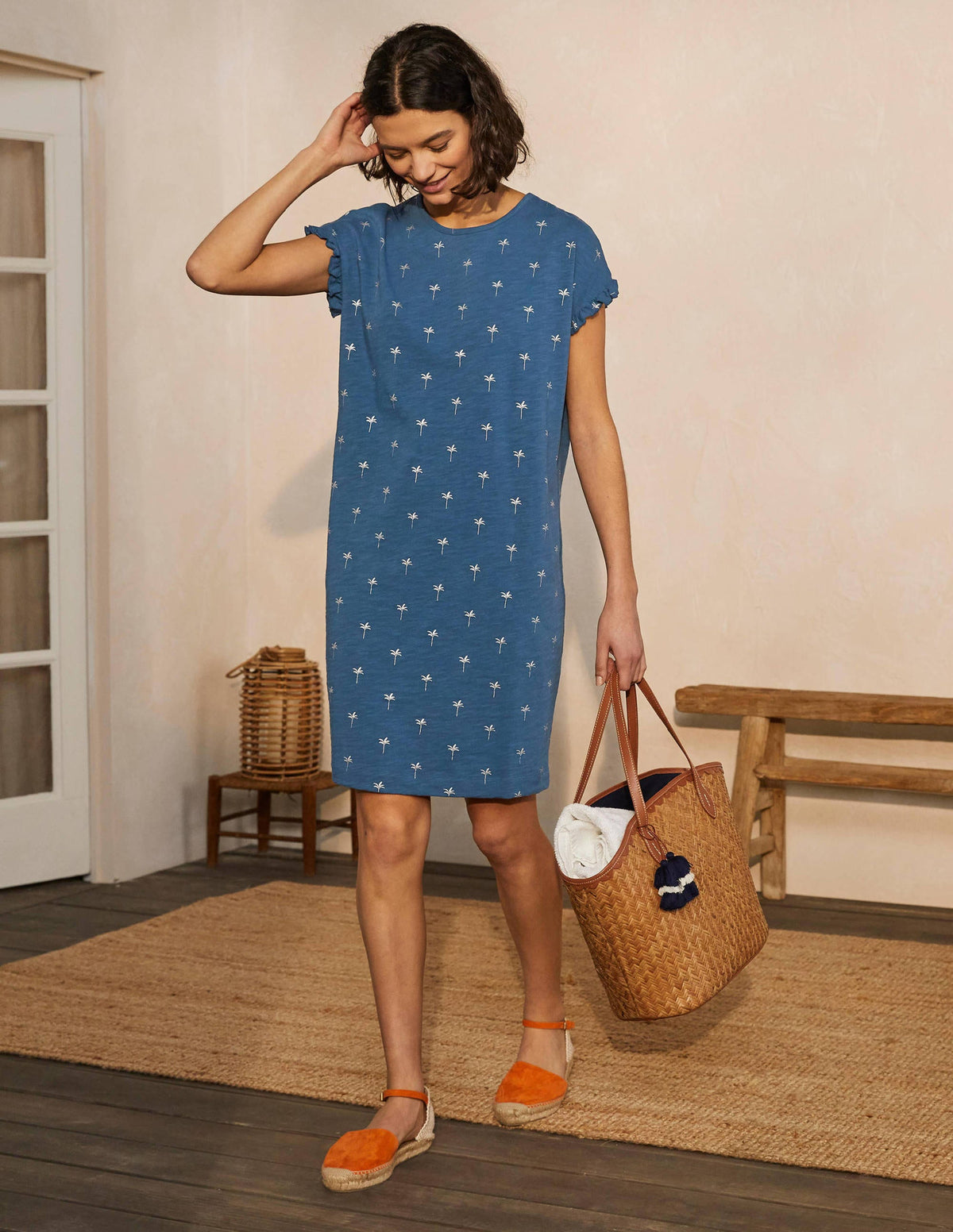 Faye Jersey T-shirt Dress-Aircraft, Rainforest Stamp-2