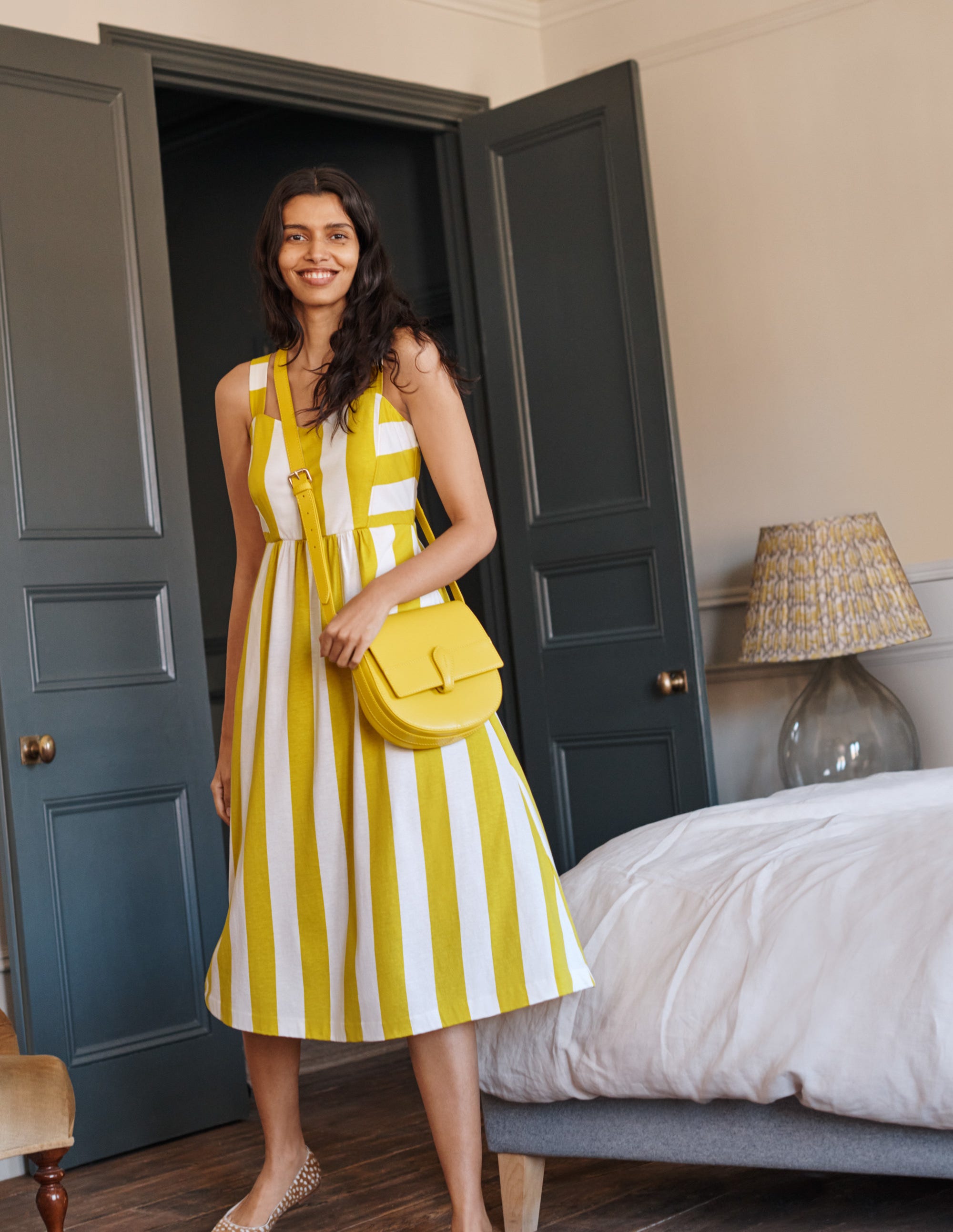 Lucy Jersey Stripe Dress-Chartreuse Ivory Stripe - Image 5