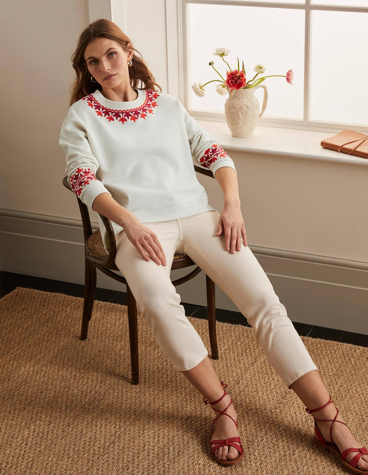 Interest Sweatshirt-Ivory, Embroidered - Image 2