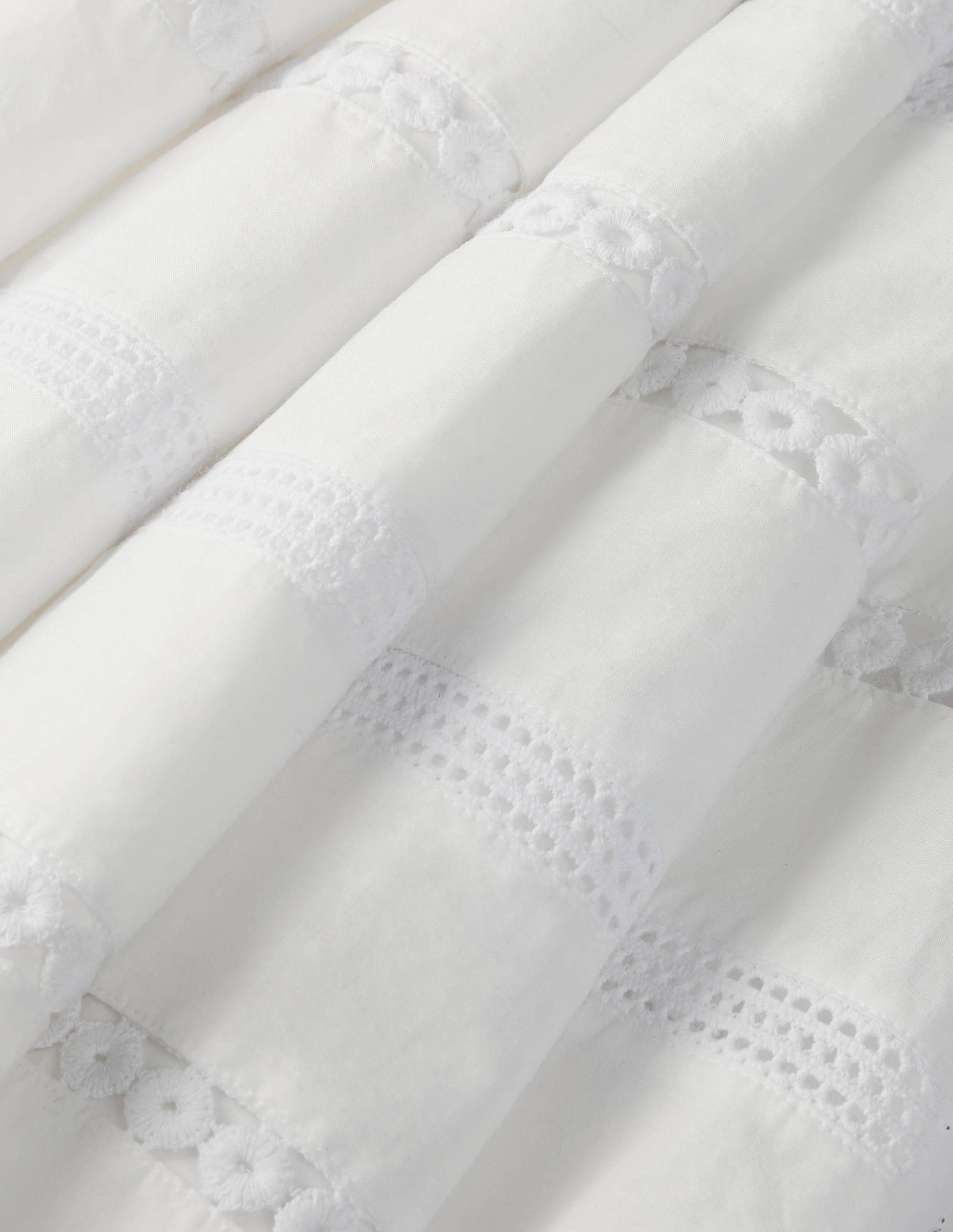 Woven Mix Trim Detail Dress-White-6
