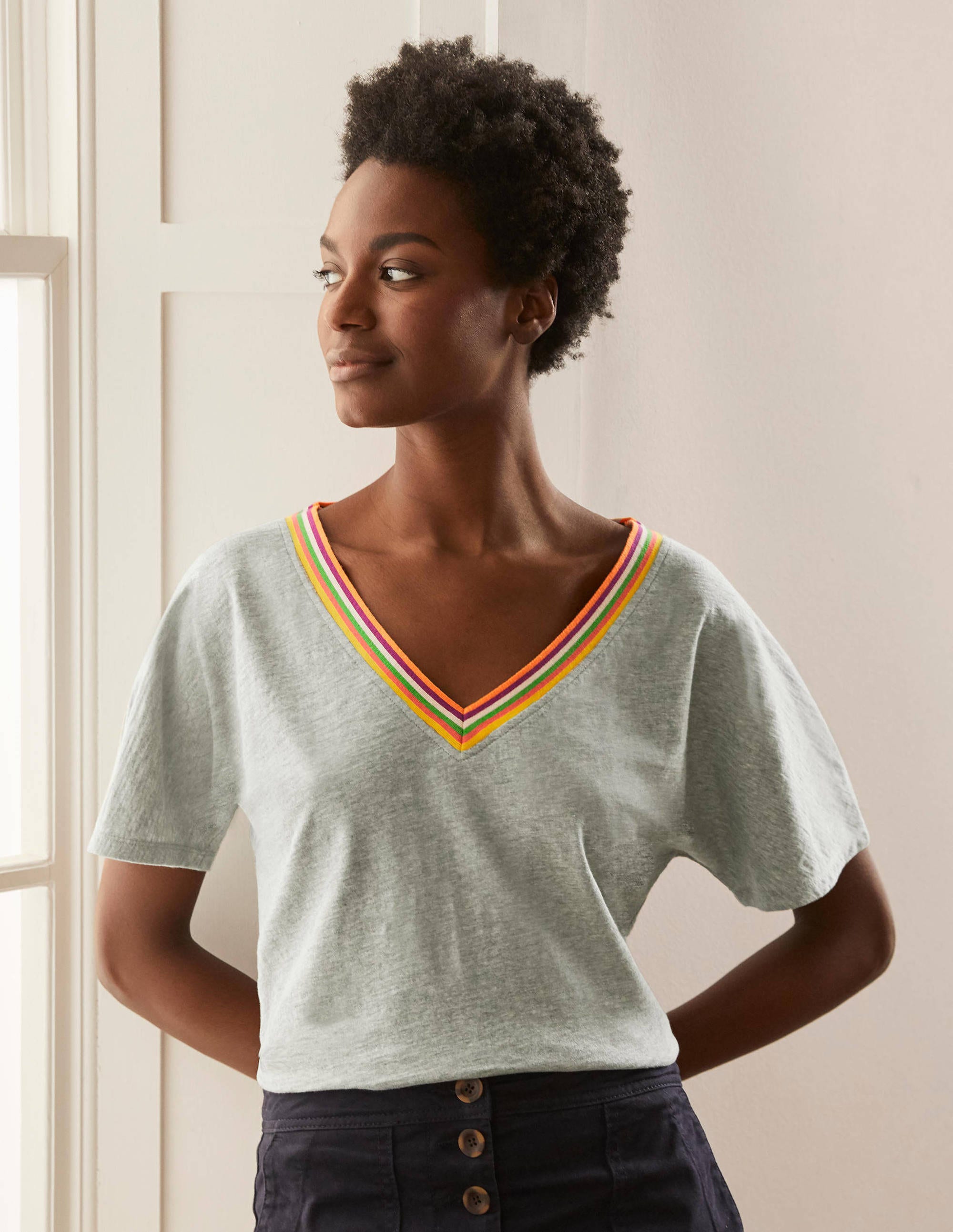 Beatrice Jersey Top-Grey Marl - Image 1
