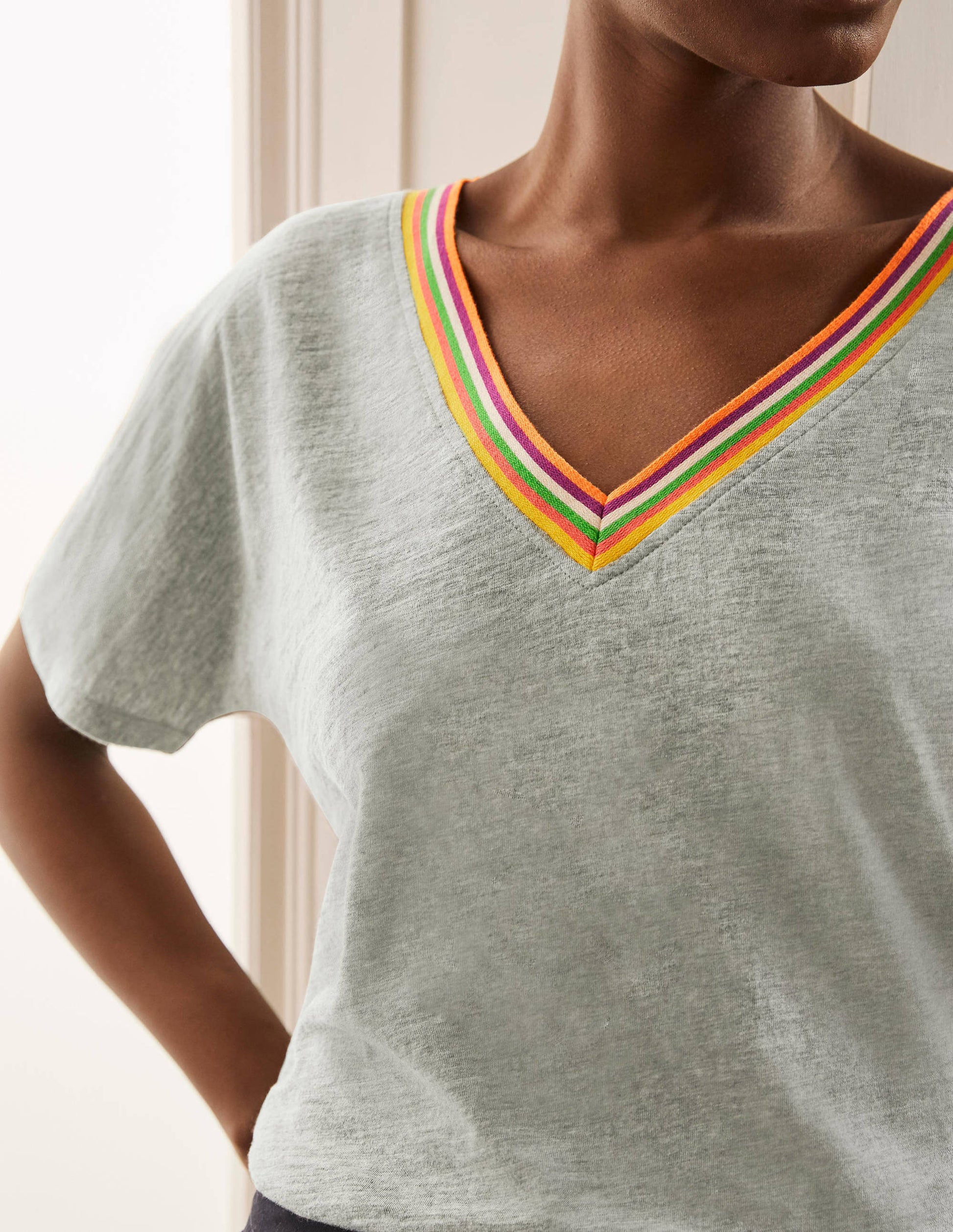 Beatrice Jersey Top-Grey Marl-4