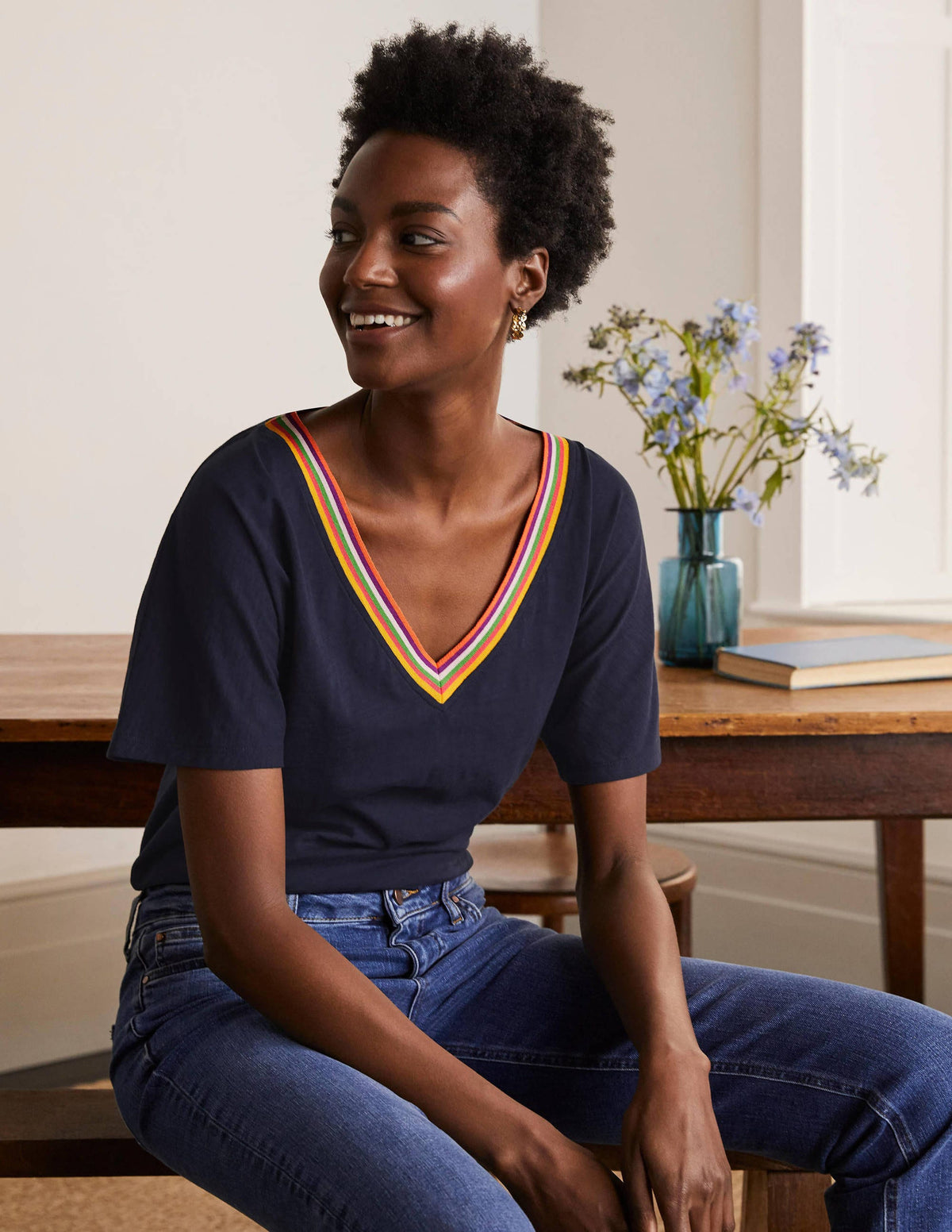 Beatrice Jersey Top-Navy - Image 1