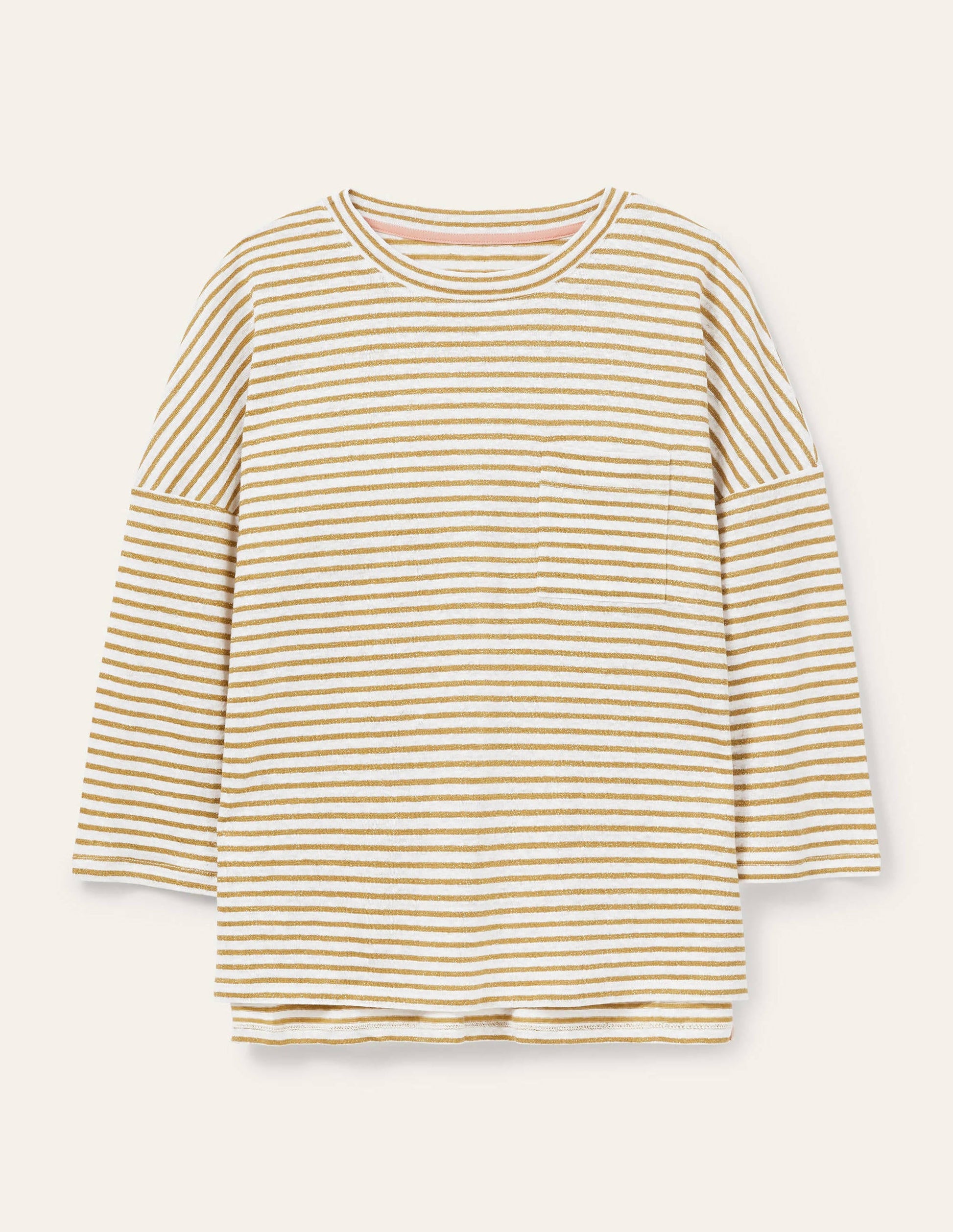 Ottilie Linen Jersey Top-Gold/ Ivory-5