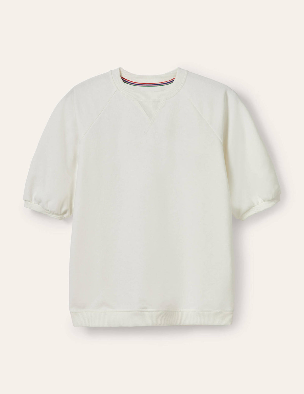 Short Puff Sleeve Sweatshirt-Ivory-5