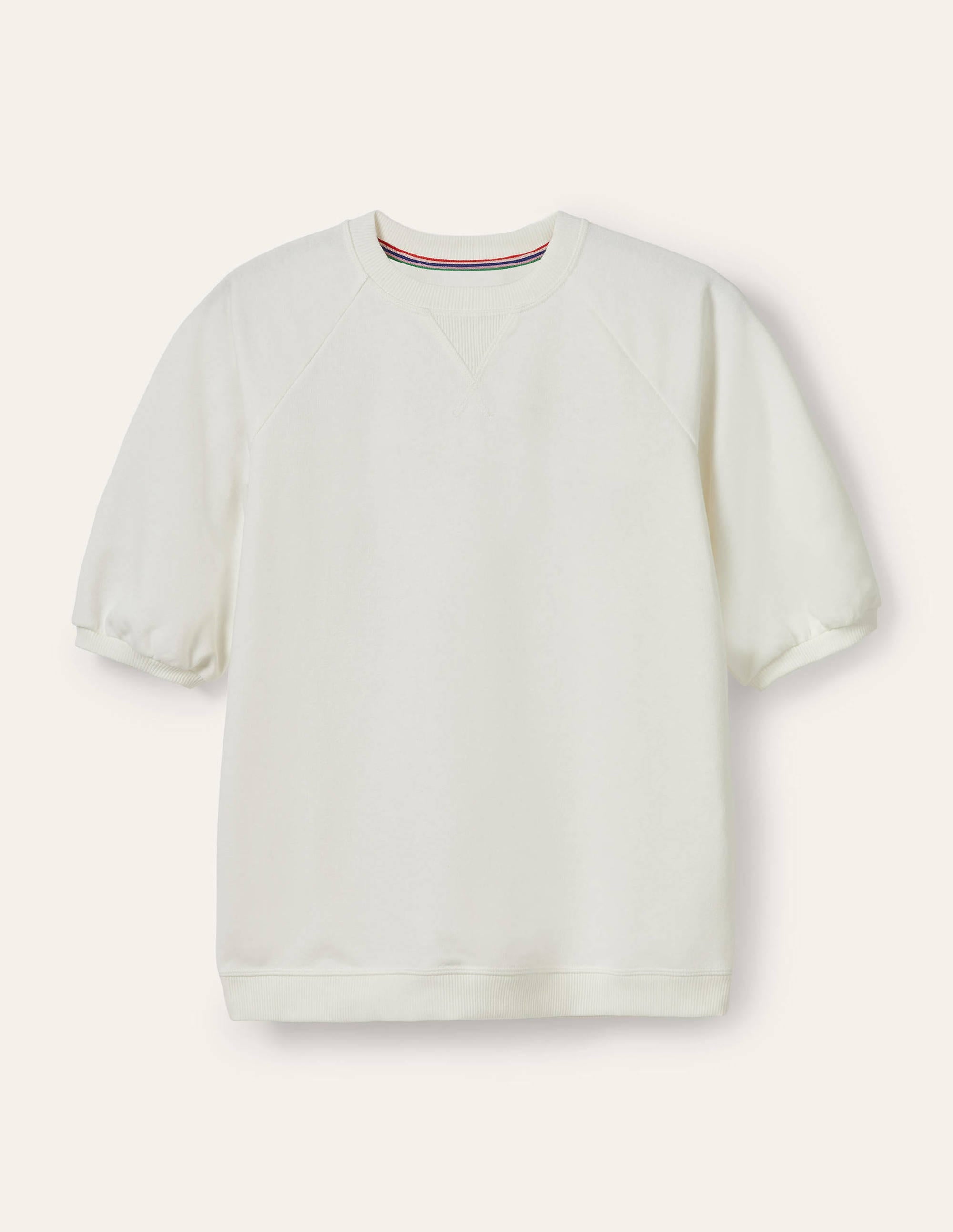 Short Puff Sleeve Sweatshirt-Ivory - Image 5
