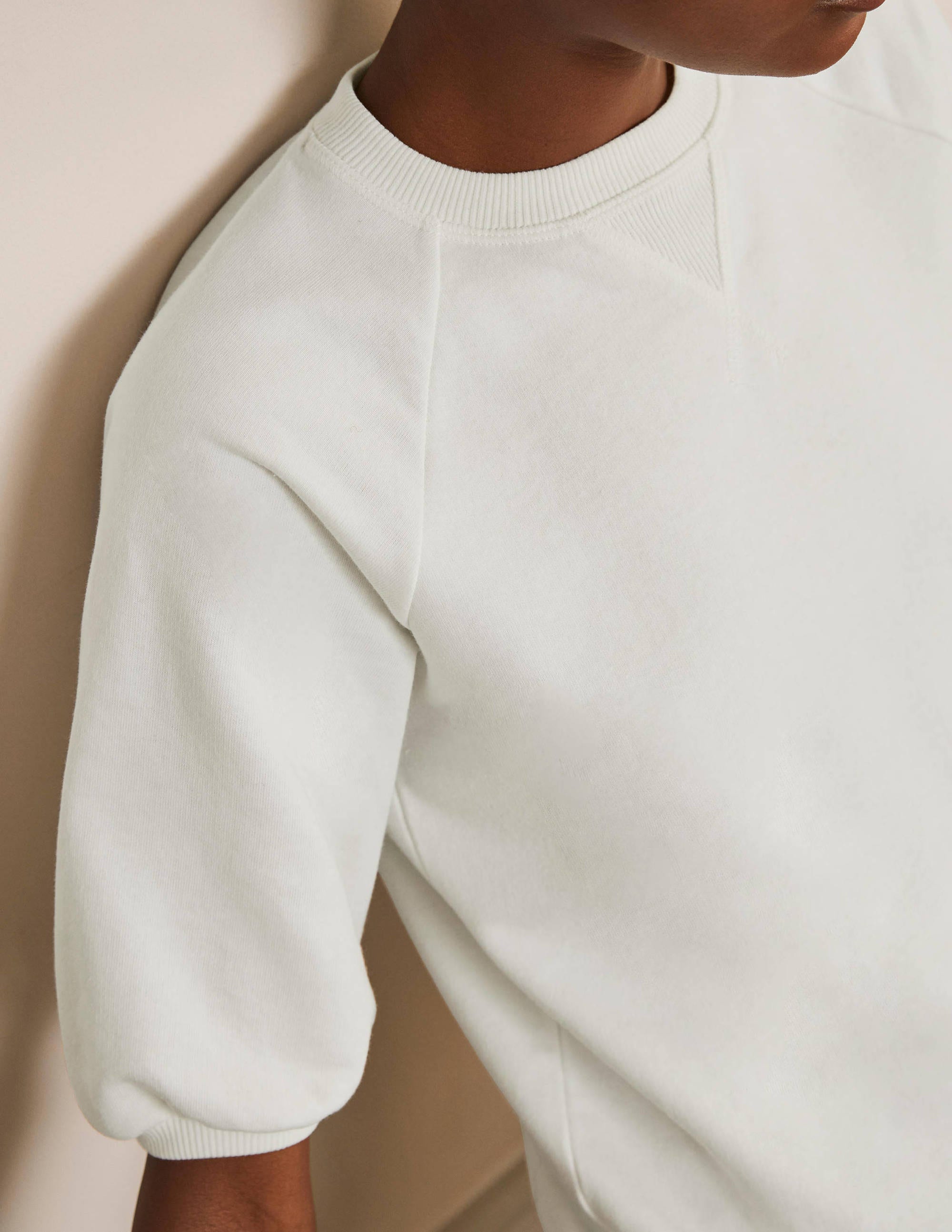 Short Puff Sleeve Sweatshirt-Ivory - Image 4