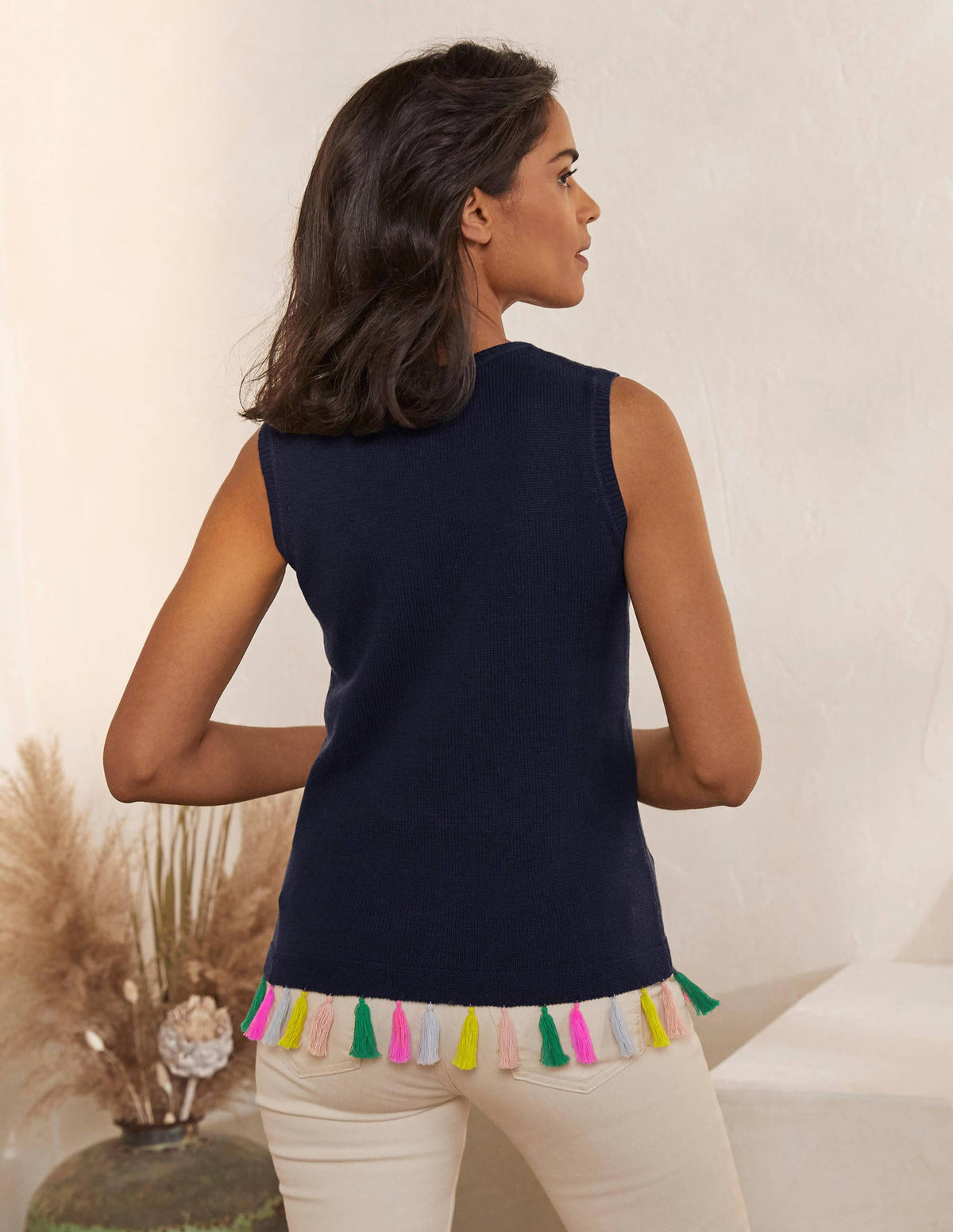 Avington Cotton Tassel Tank-Navy - Image 3