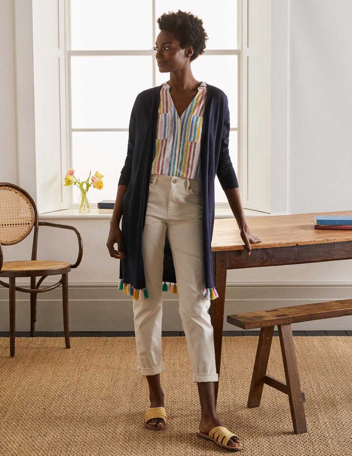 Elsdon Tassel Cardigan-Navy - Image 2