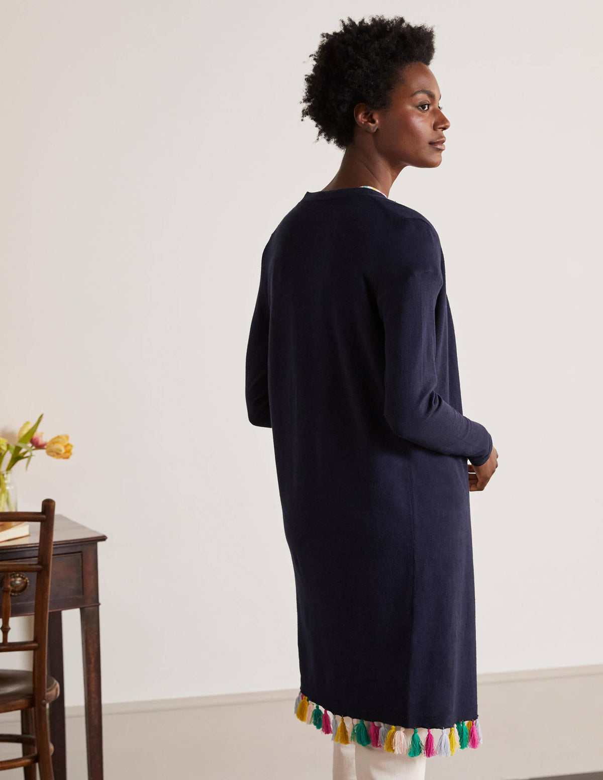 Elsdon Tassel Cardigan-Navy - Image 3
