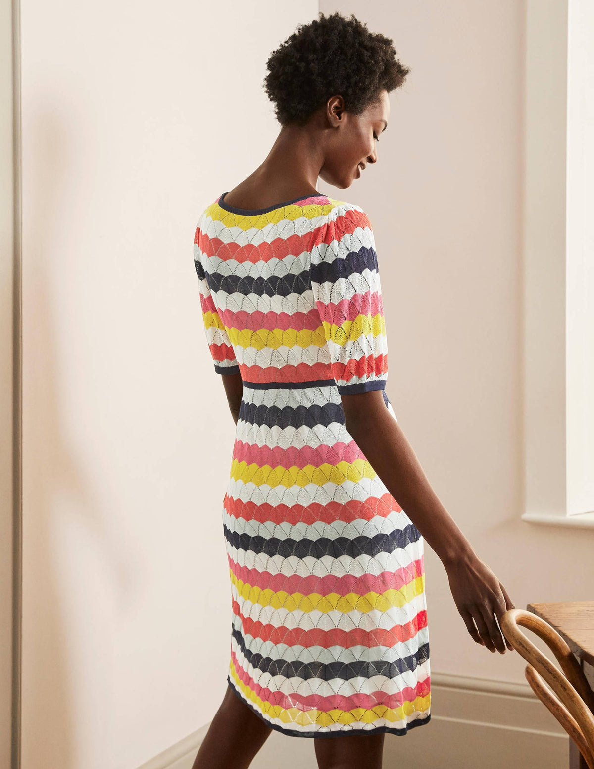 Margie Knitted Dress-Surf and Party Pink Stripe - Image 3