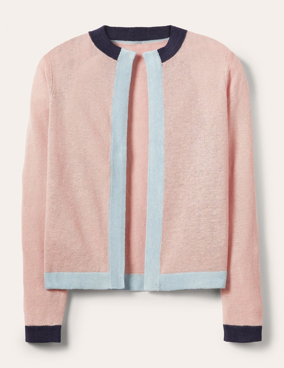 Stripe Trim Linen Cardigan-Milkshake Colourblock - Image 6